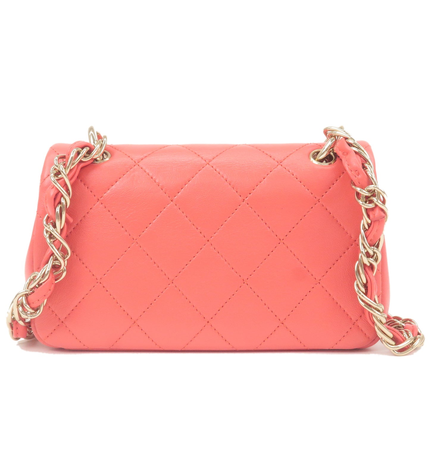 CHANEL Mini Matelasse Lamb Skin Chain Shoulder Bag Pink Gold