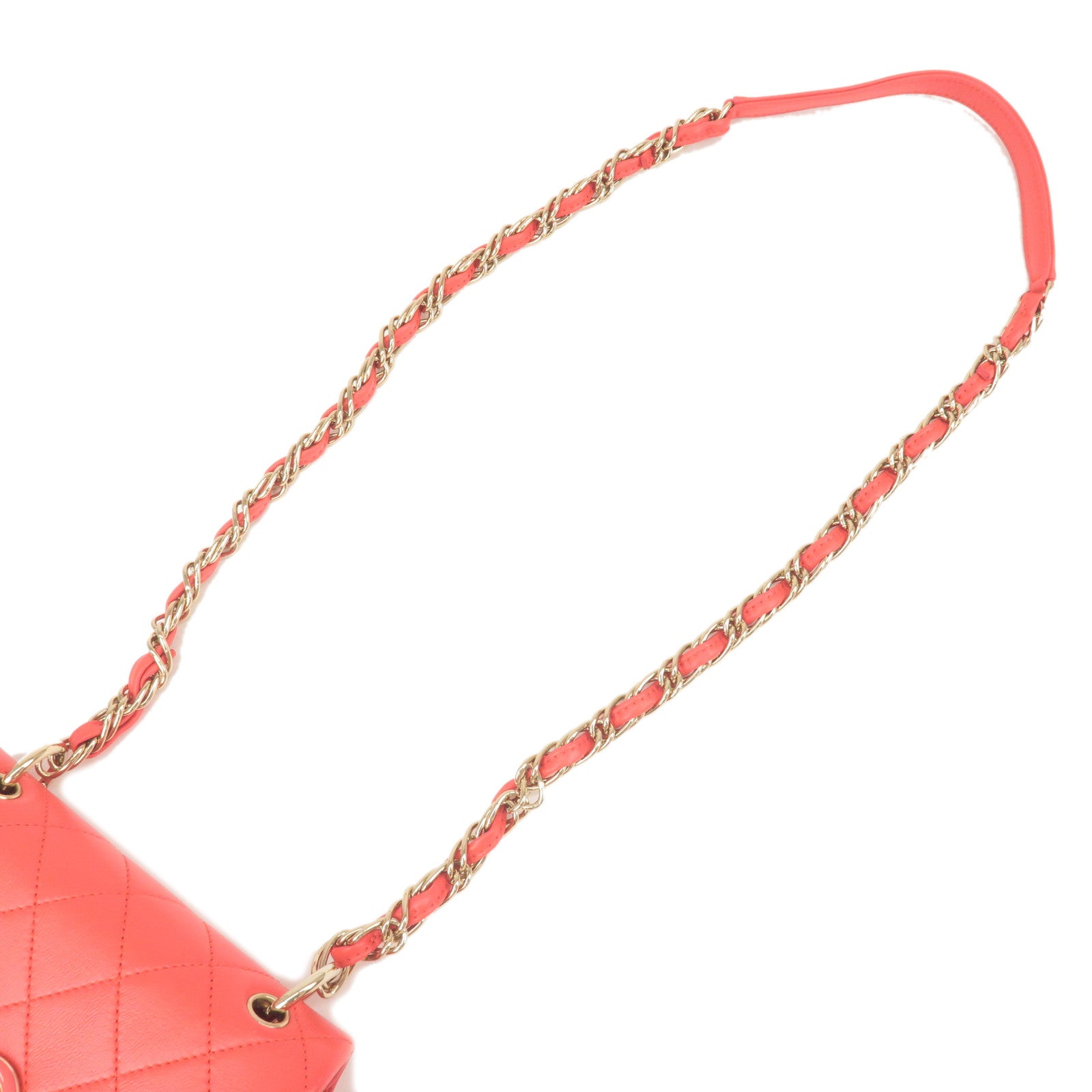 CHANEL Mini Matelasse Lamb Skin Chain Shoulder Bag Pink Gold