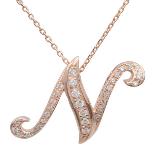 NOMBRE-ALPHA-Initial-"N"-Diamond-Necklace-M-0.38ct-K18PG-Rose-Gold