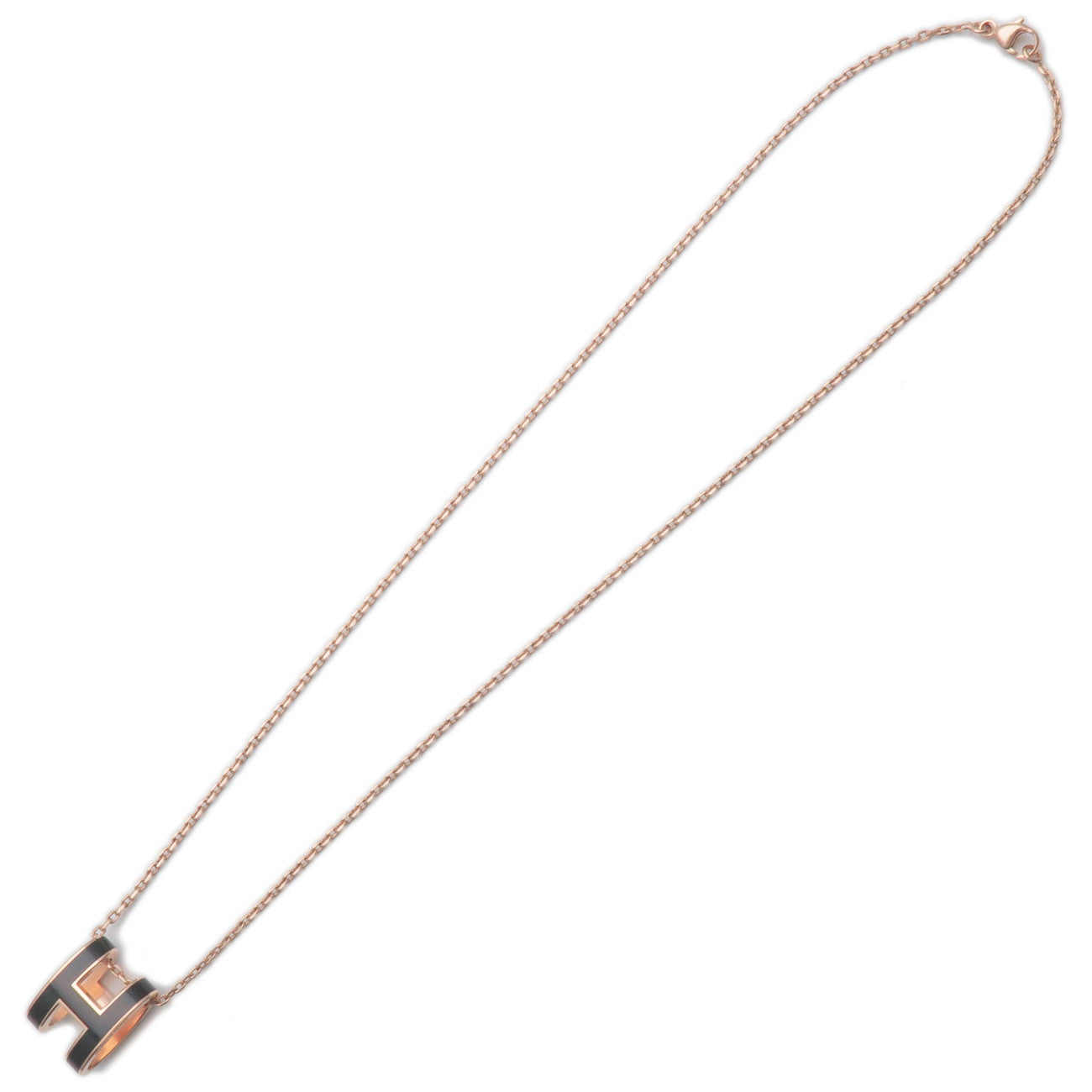 HERMES Pop Ash Necklace Metal Rose Gold Black