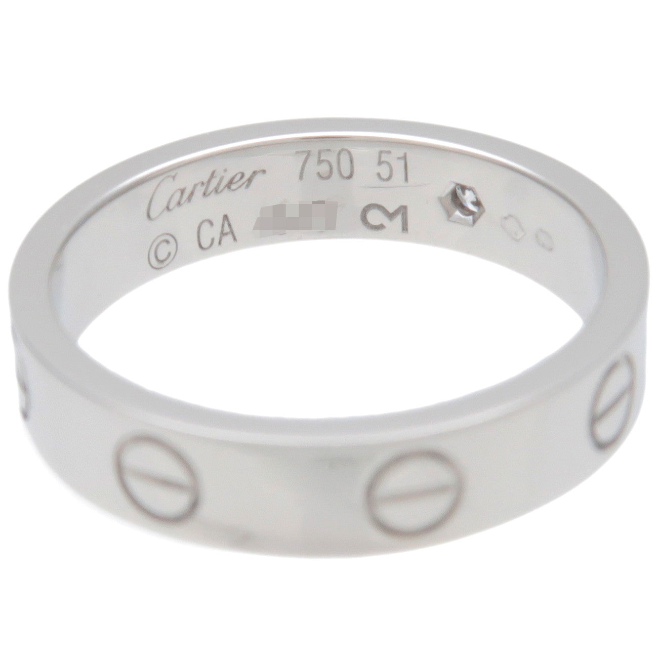 Cartier Mini Love Ring 1P Diamond K18 750WG White Gold #51 US5.5-6
