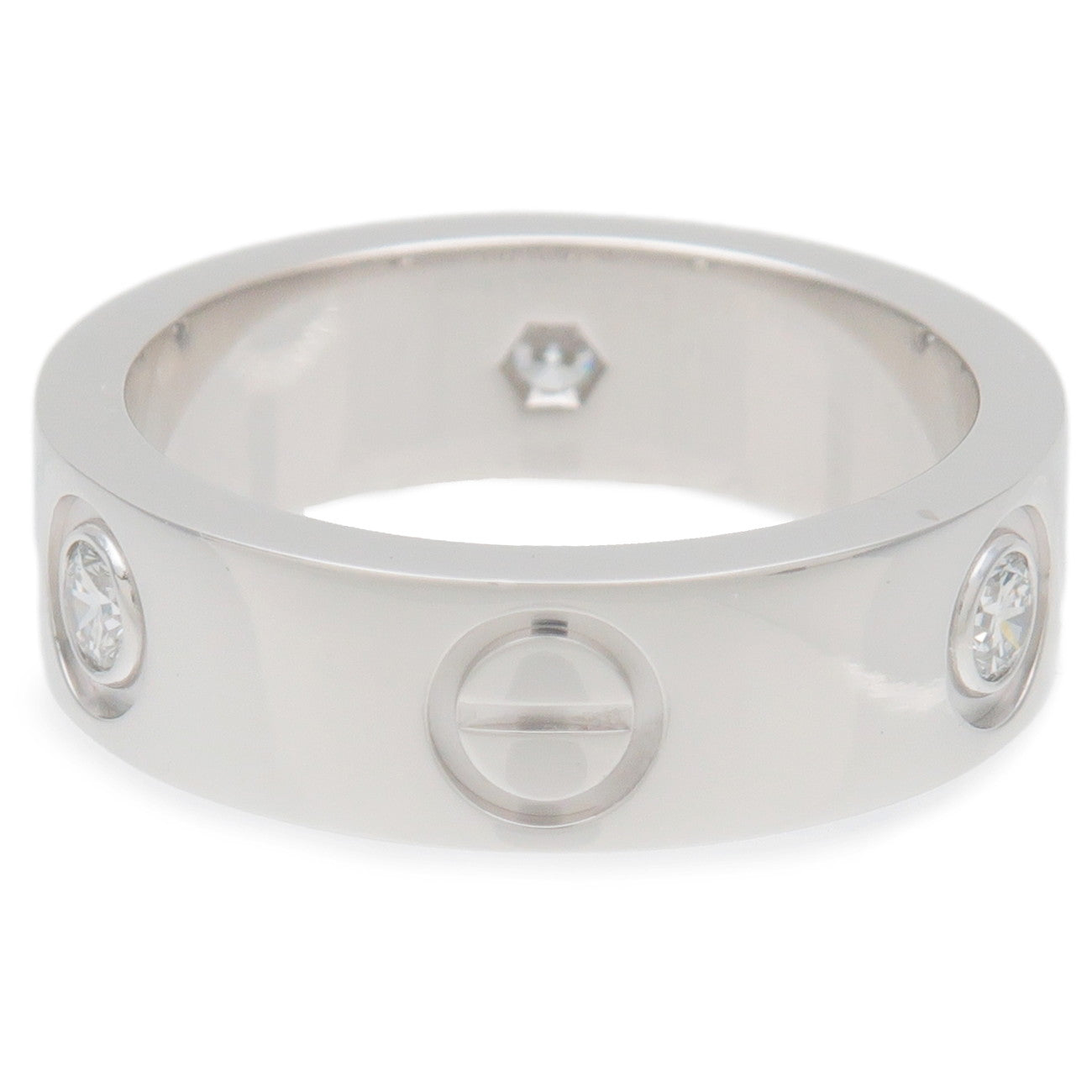 Cartier Love Ring Half Diamond K18WG 750WG White Gold #50 US5.5