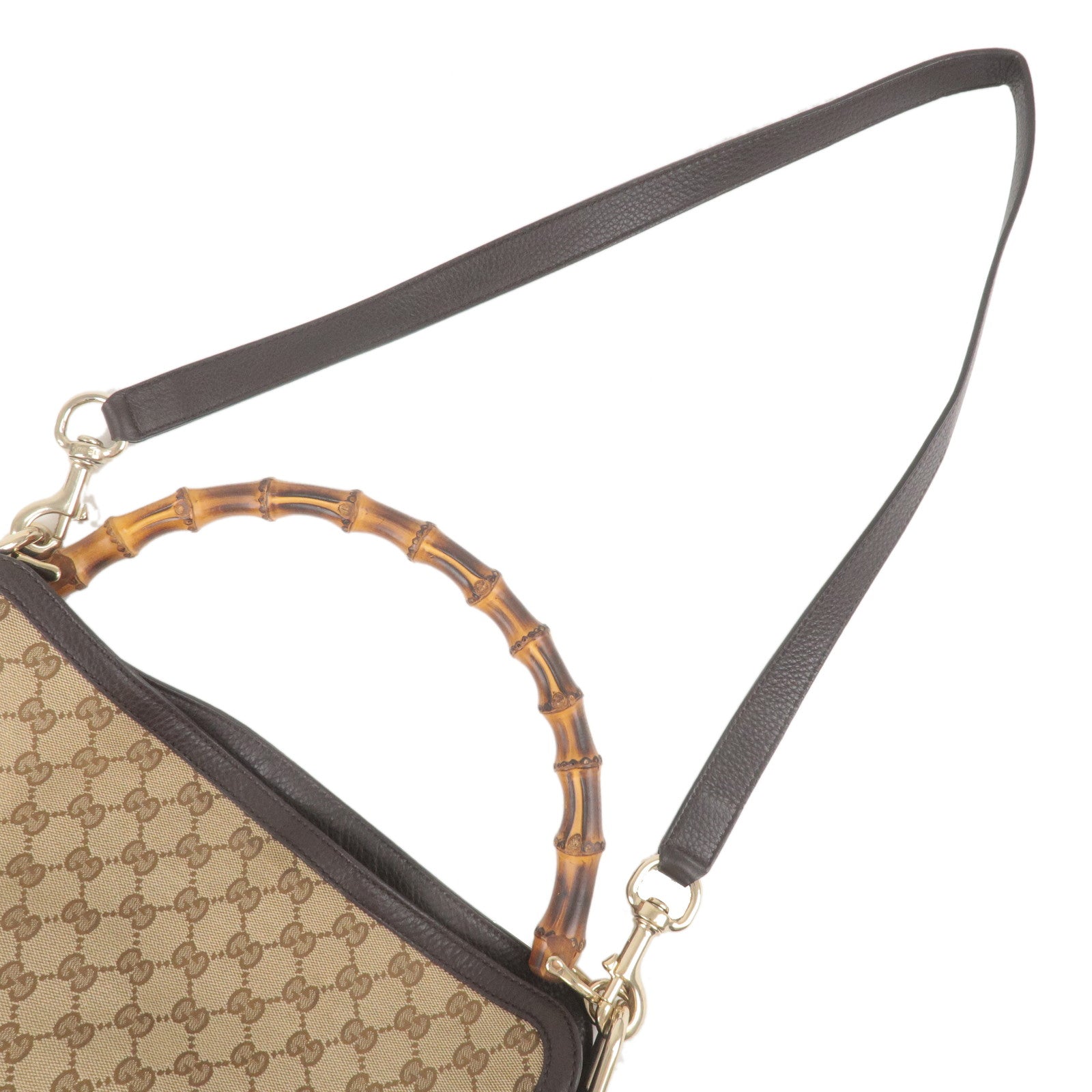 Diana bamboo leather crossbody bag Gucci Brown in Leather - 31563737