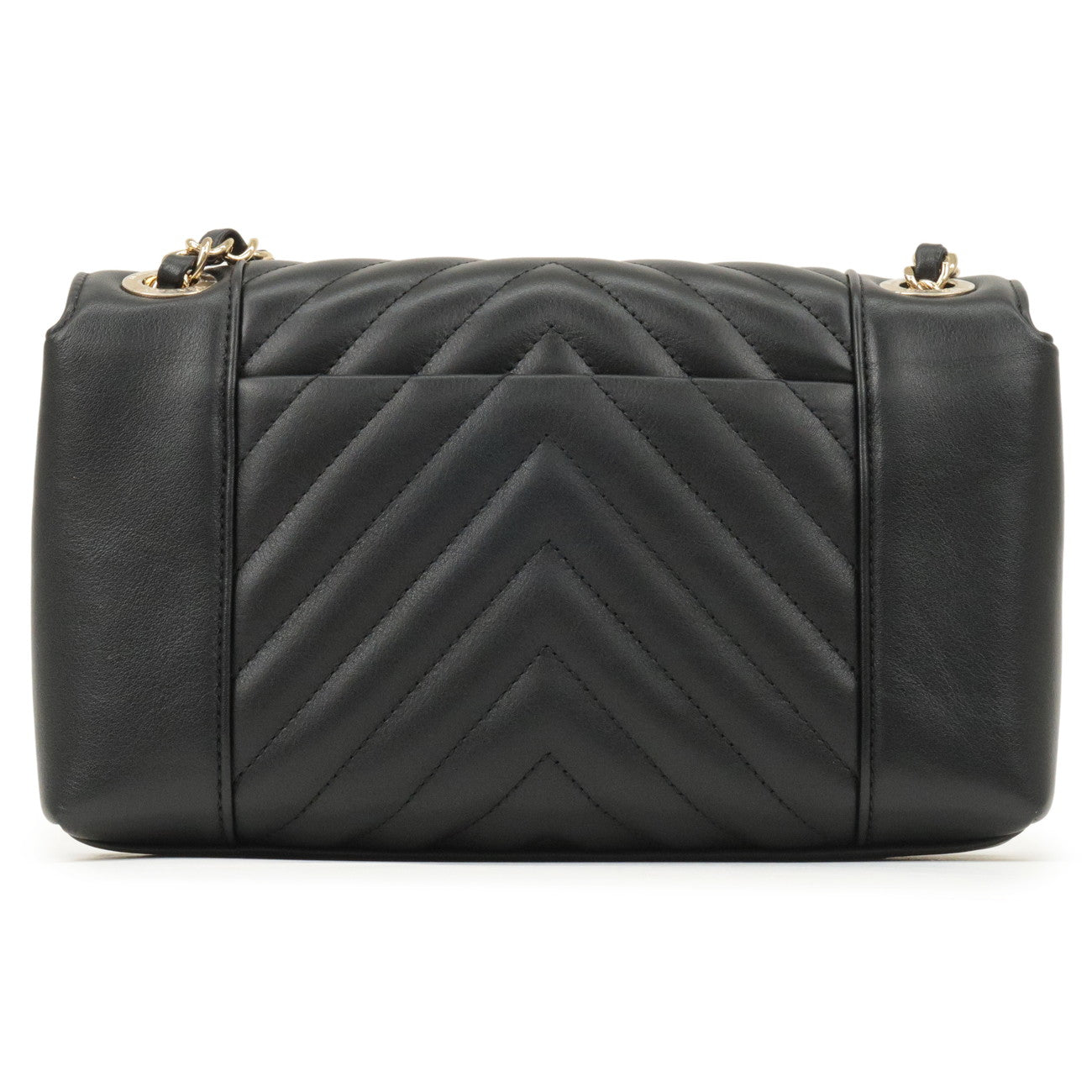 CHANEL Matelasse Lamb Skin Chevron Chain Shoulder Bag Black AS0260