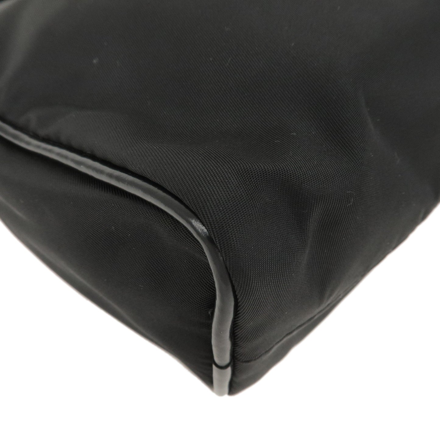 PRADA Logo Nylon Leather Shoulder Bag Hand Bag Black BN1834