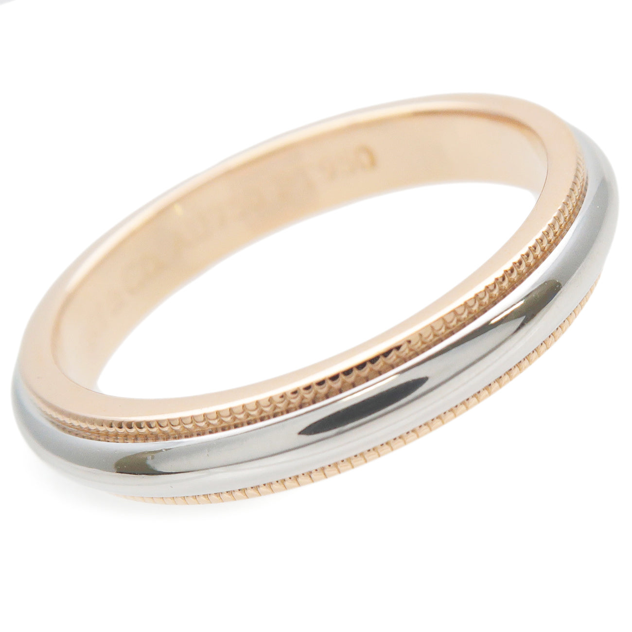 Tiffany&Co. Milgrain Band Ring K18 Rose Gold PT950 US7 EU54.5