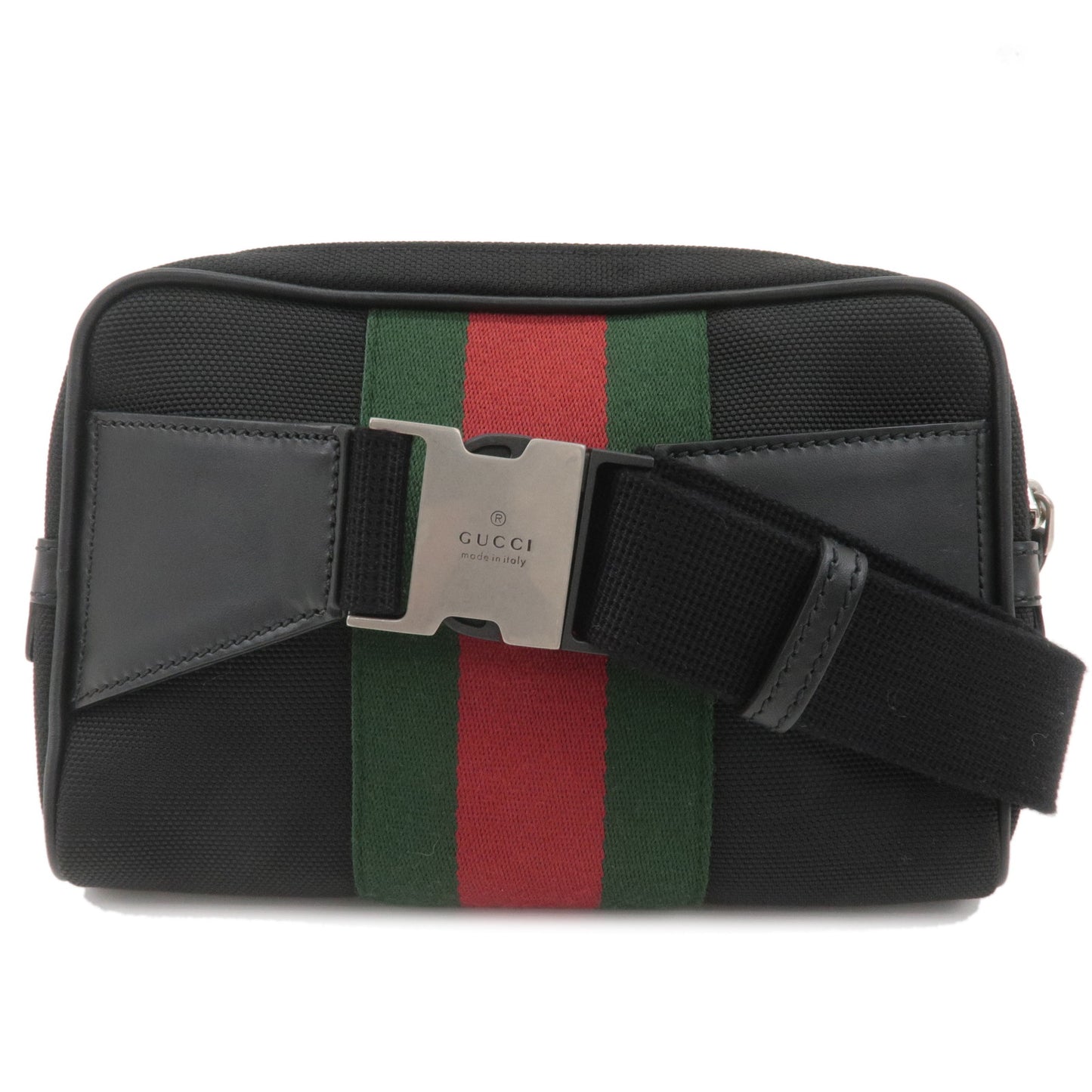 GUCCI Sherry Canvas Leather Waist Bag Body Bag Black 630919