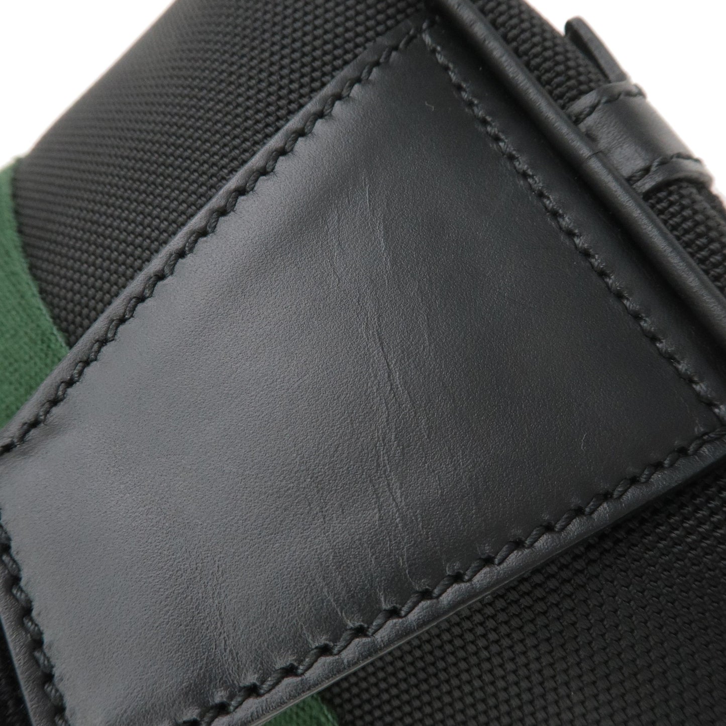 GUCCI Sherry Canvas Leather Waist Bag Body Bag Black 630919