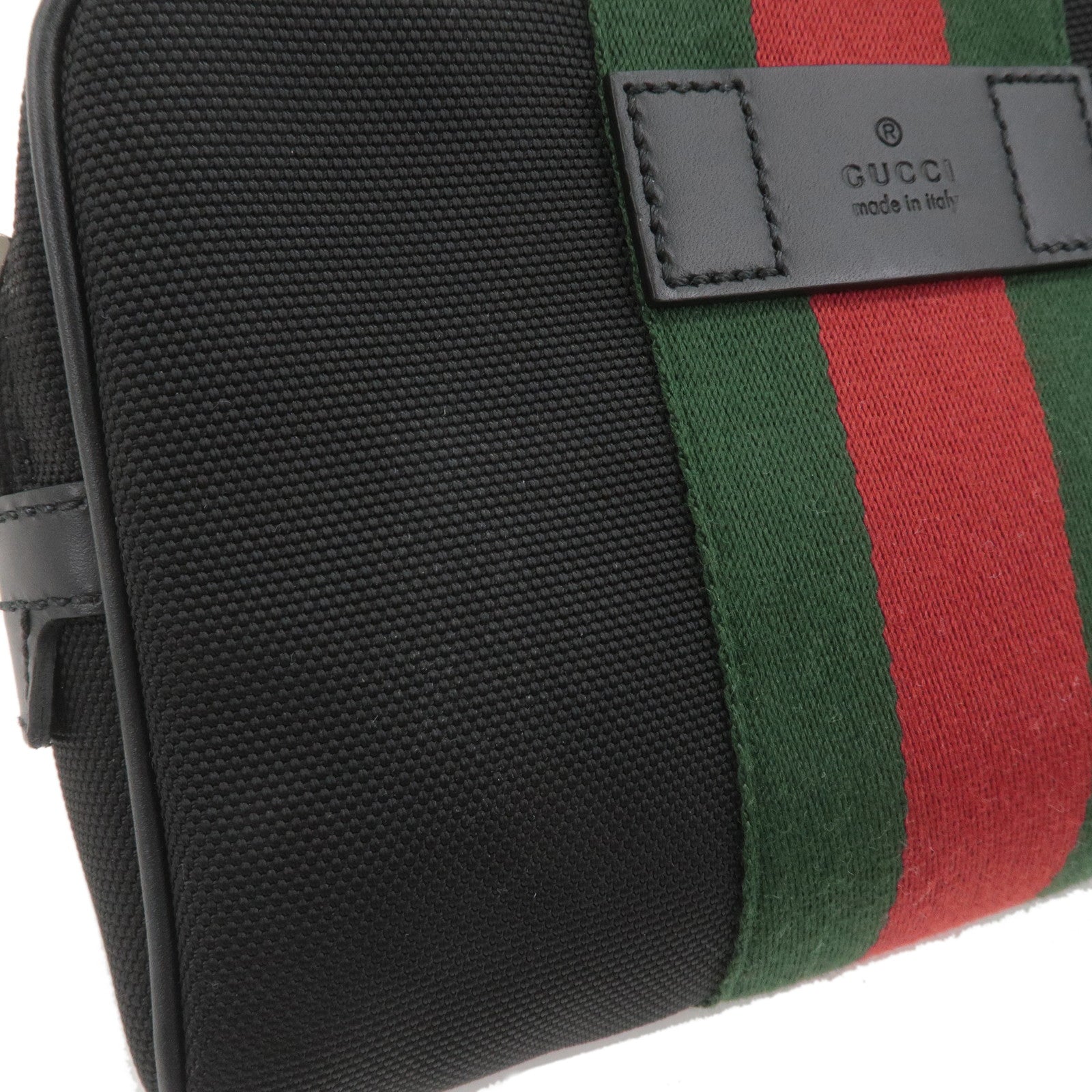 GUCCI Sherry Canvas Leather Waist Bag Body Bag Black 630919