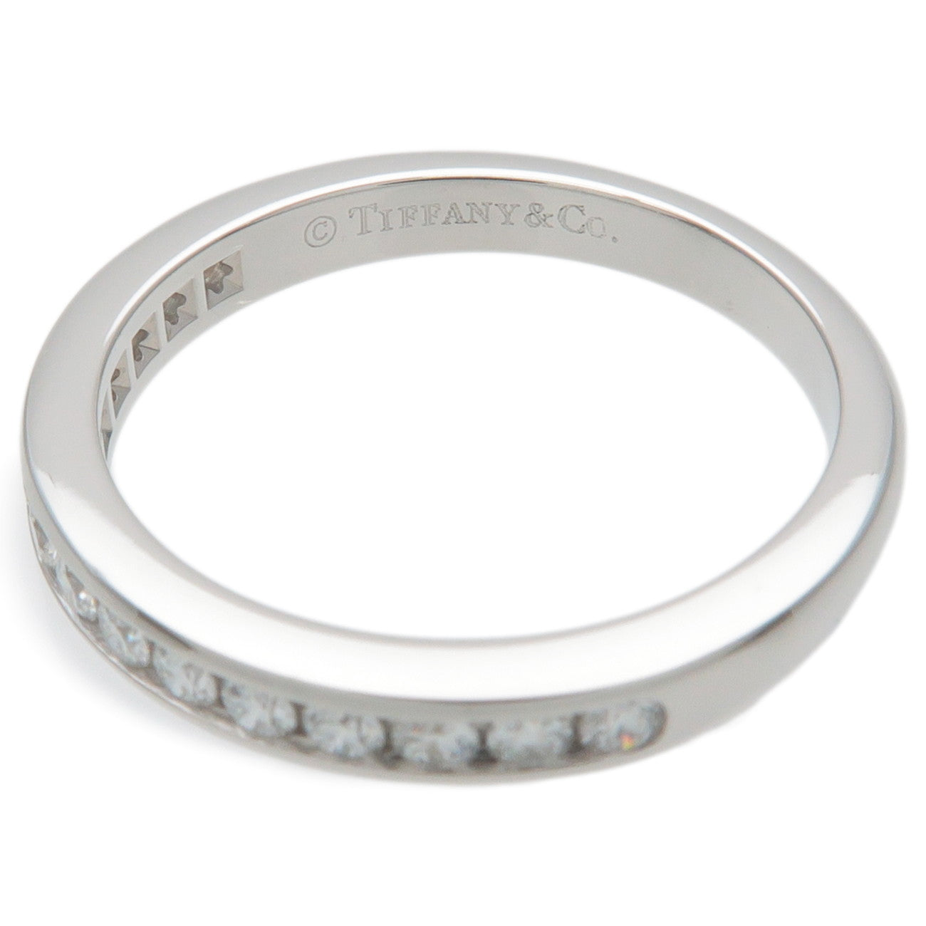 Tiffany&Co. Half Circle Channel Setting Diamond Ring Platinum US5