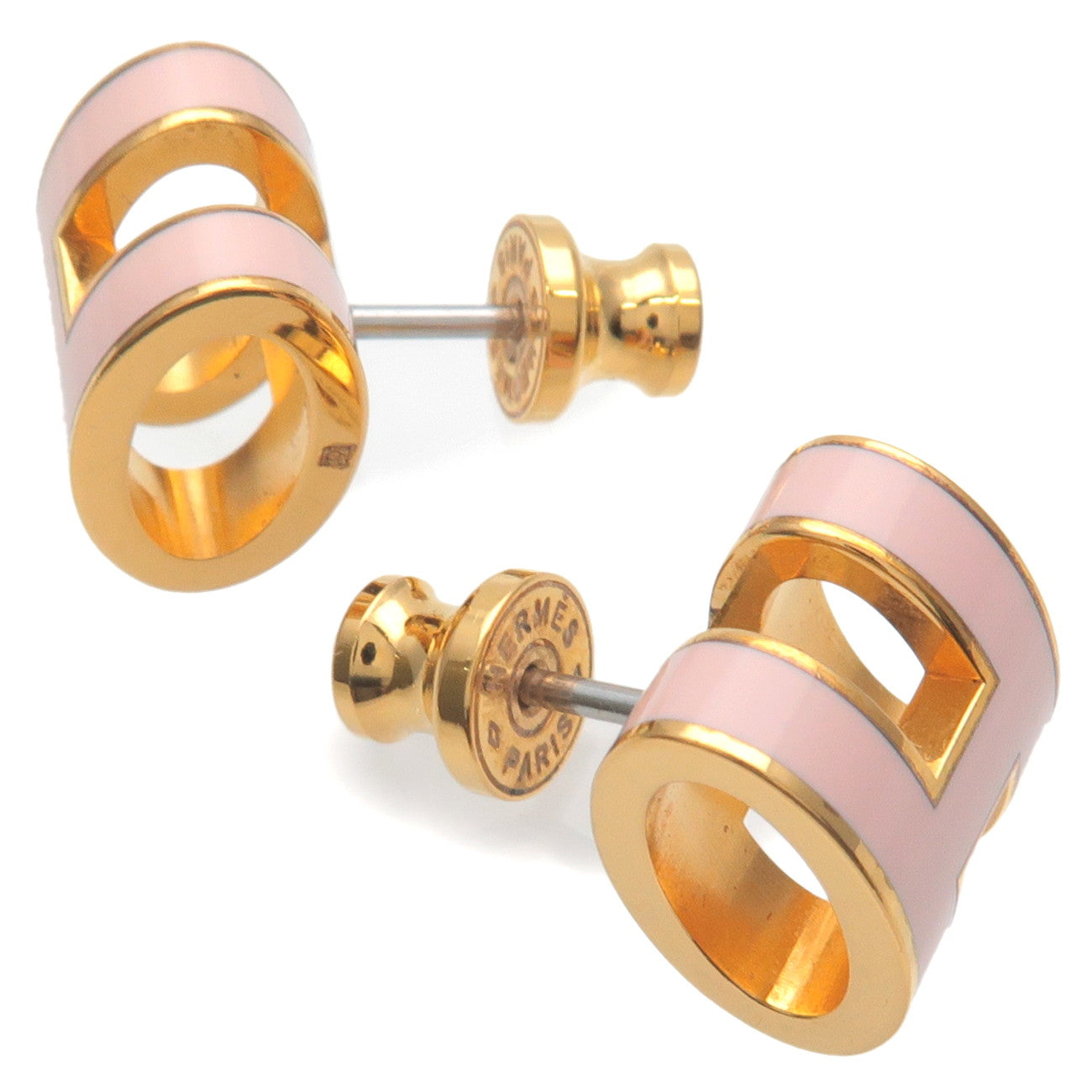 HERMES-Pop-Ash-H-Logo-Earrings-Metal-Rose-Yellow-Gold – dct