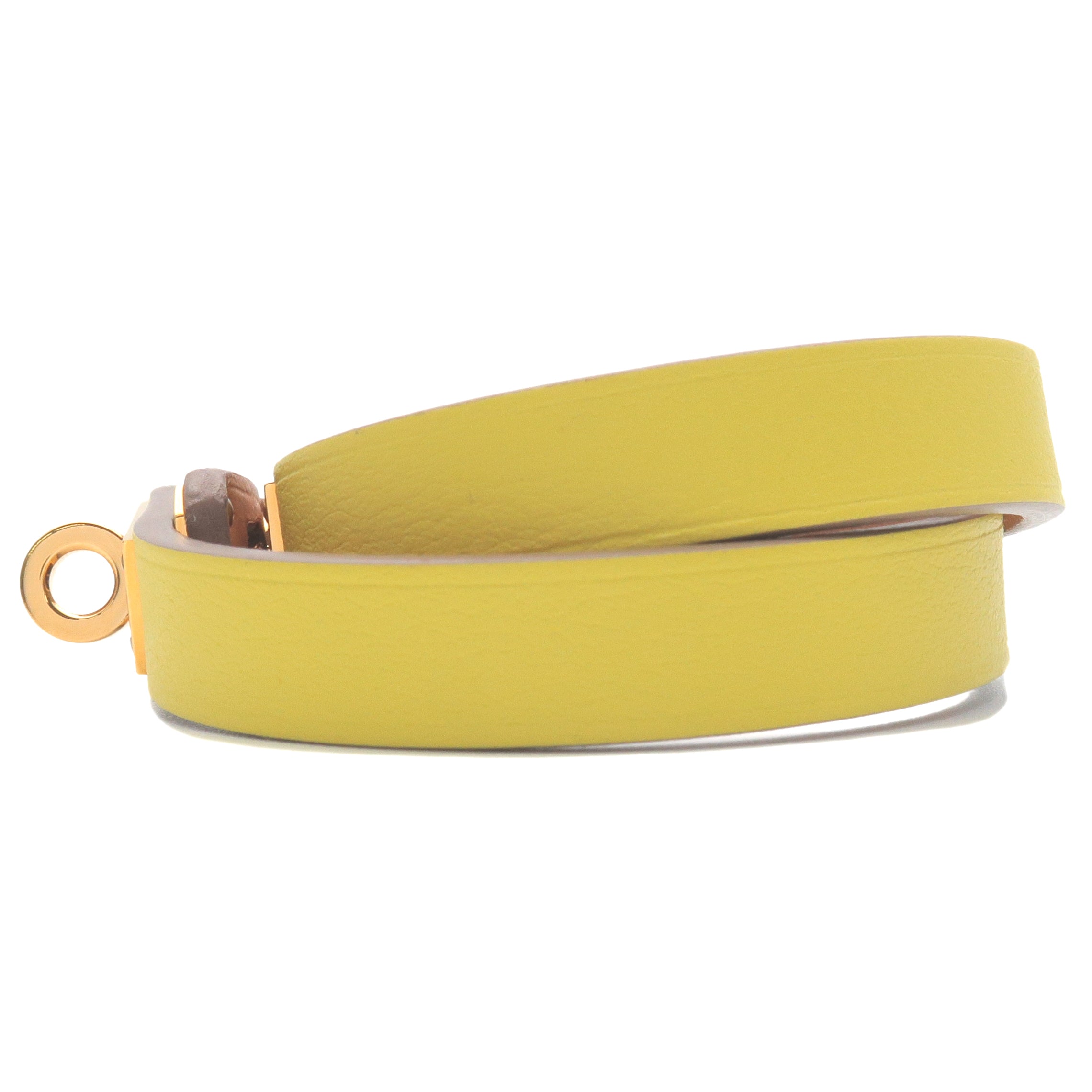 HERMES-Mini-Kelly-Bracelet-Double-Tour-Leather-Yellow-Size-T2