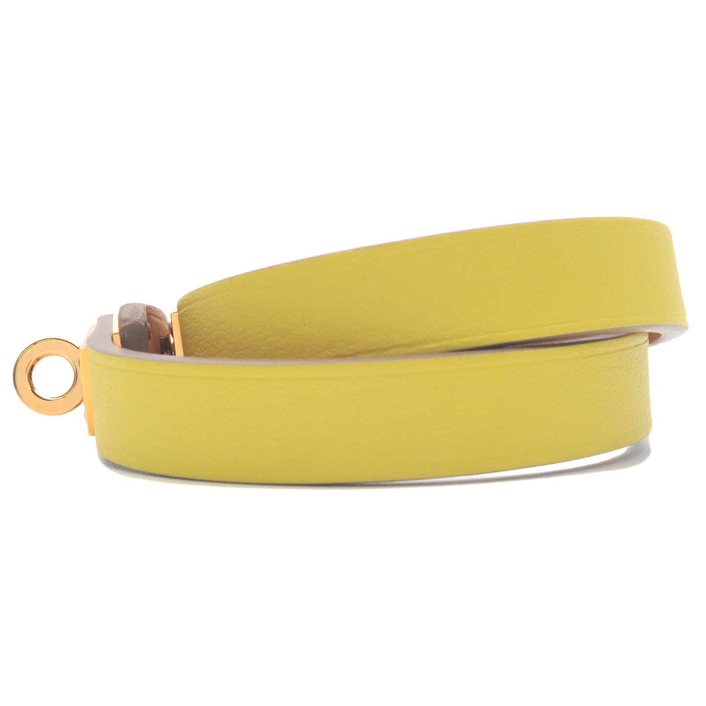 HERMES Mini Kelly Bracelet Double Tour Leather Yellow Size T2