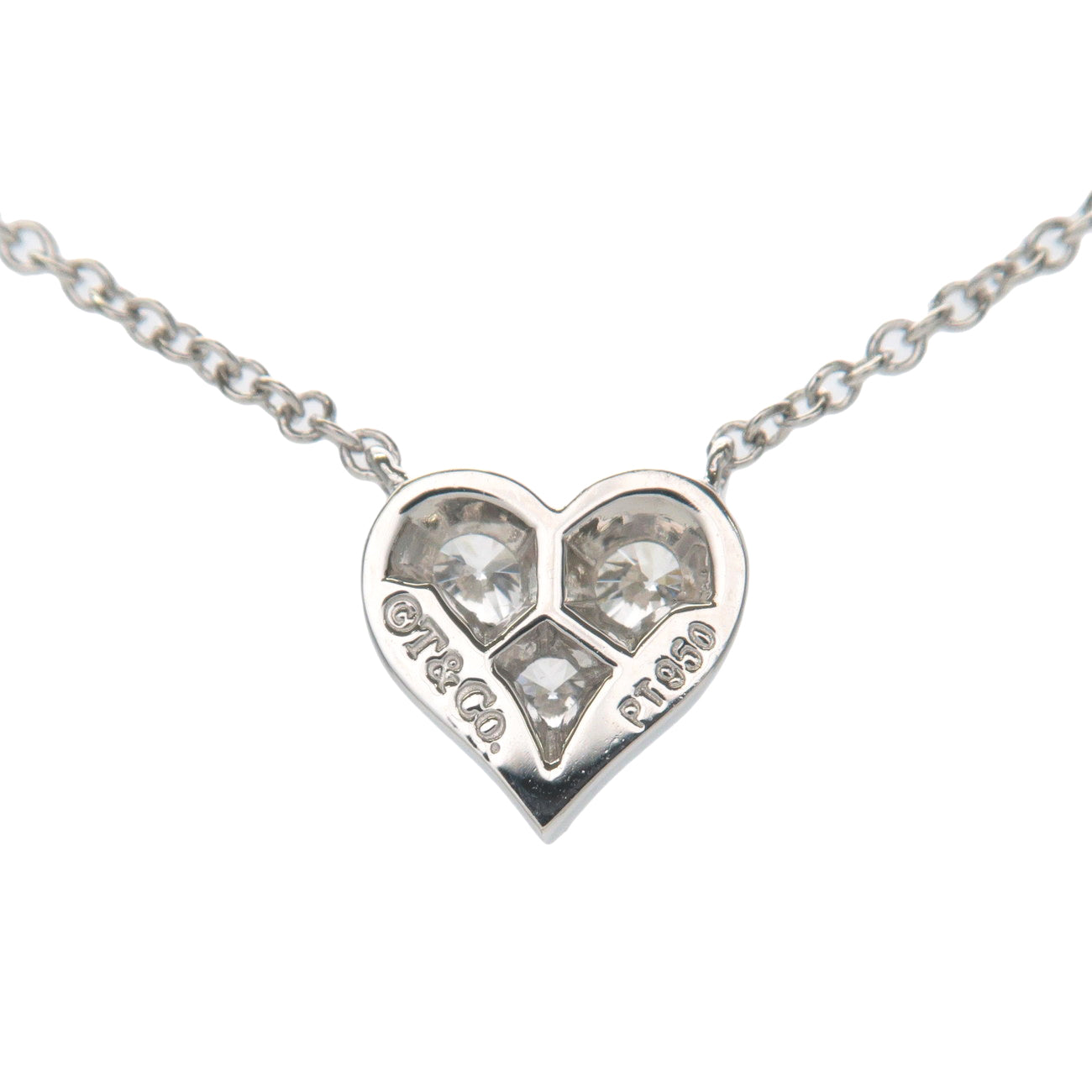 Tiffany&Co. Sentimental Heart 3P Diamond Necklace PT950 Platinum