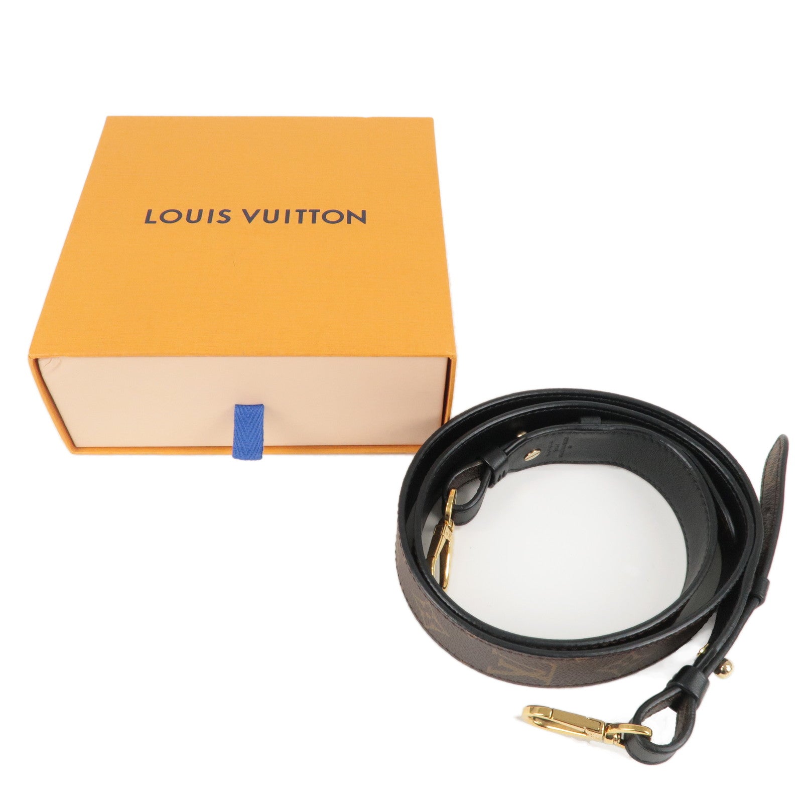 LOUIS VUITTON Shoulder Strap XL J02331 Monogram Canvas Leather Brown Black  Gold Hardware Replacement Vuitton