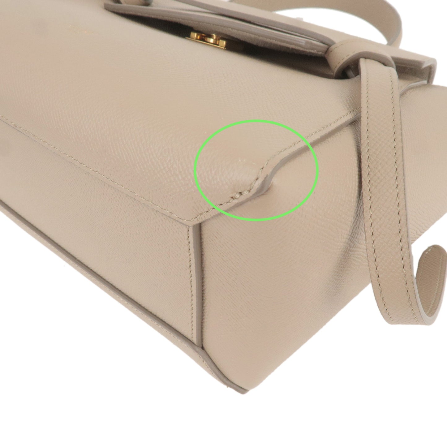 CELINE Leather Micro Belt Bag 2Way Hand Bag Light Taupe 189153