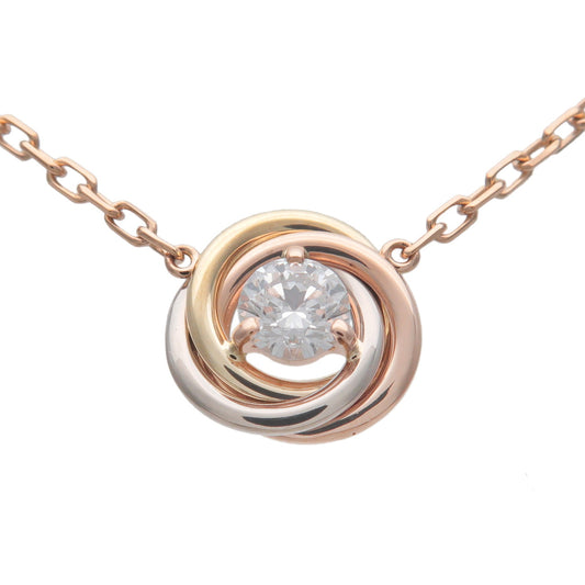 Cartier-Trinity-1P-Diamond-Necklace-0.18ct-K18-750YG/WG/PG