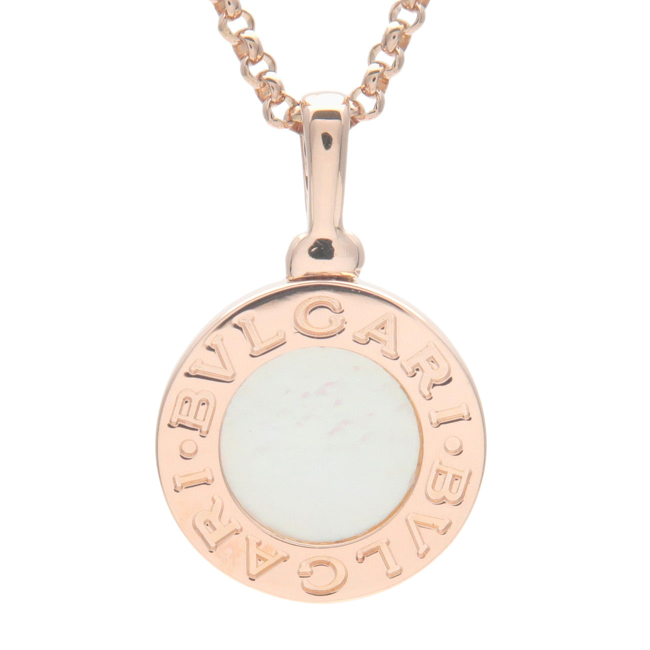 BVLGARI-Mother-of-Pearl-Shell-Necklace-K18PG-750PG-Rose-Gold