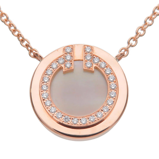 Tiffany&Co.-T-TWO-Mother-of-Pearl-Diamond-Necklace-0.03ct-K18PG