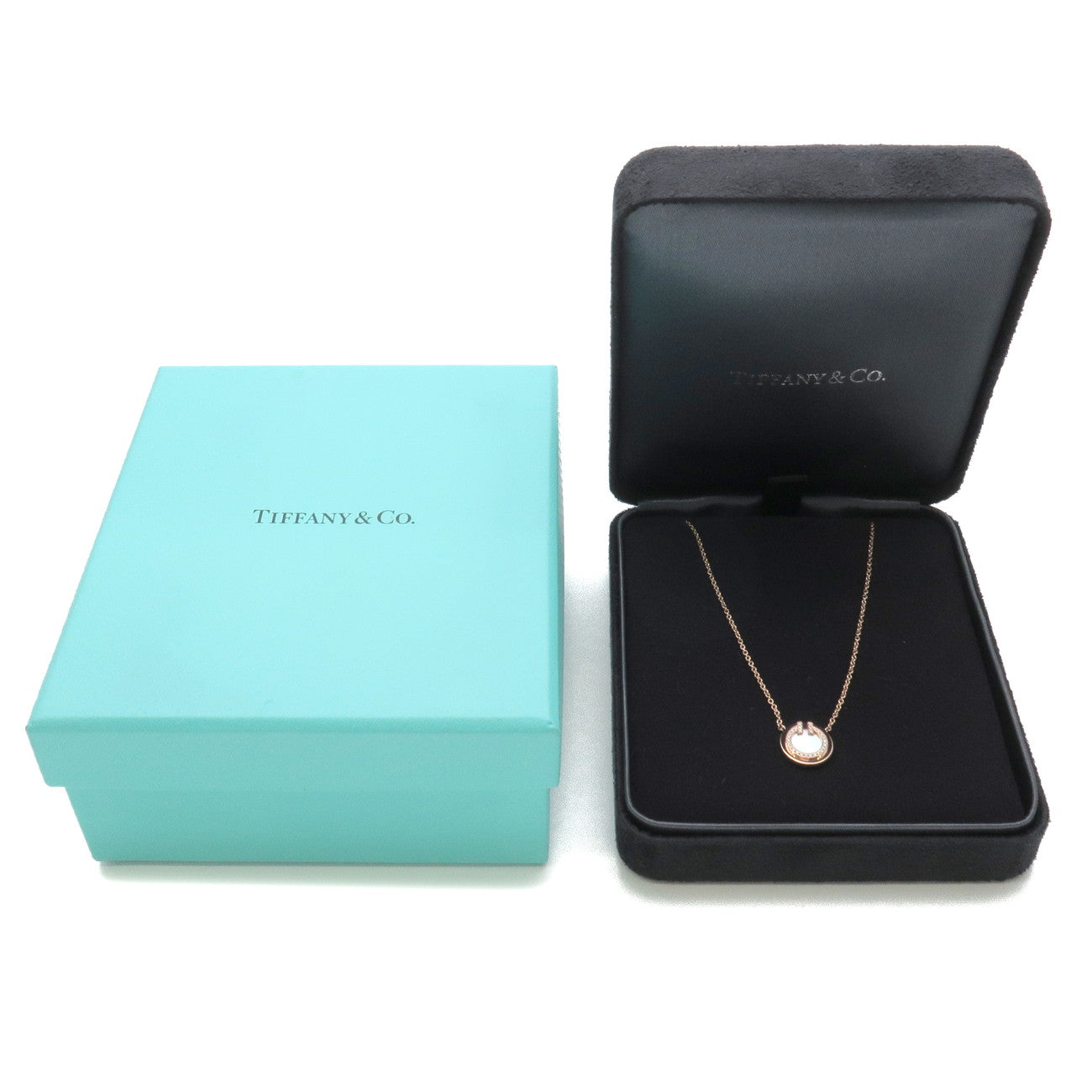 Tiffany&Co. T TWO Mother of Pearl Diamond Necklace 0.03ct K18PG