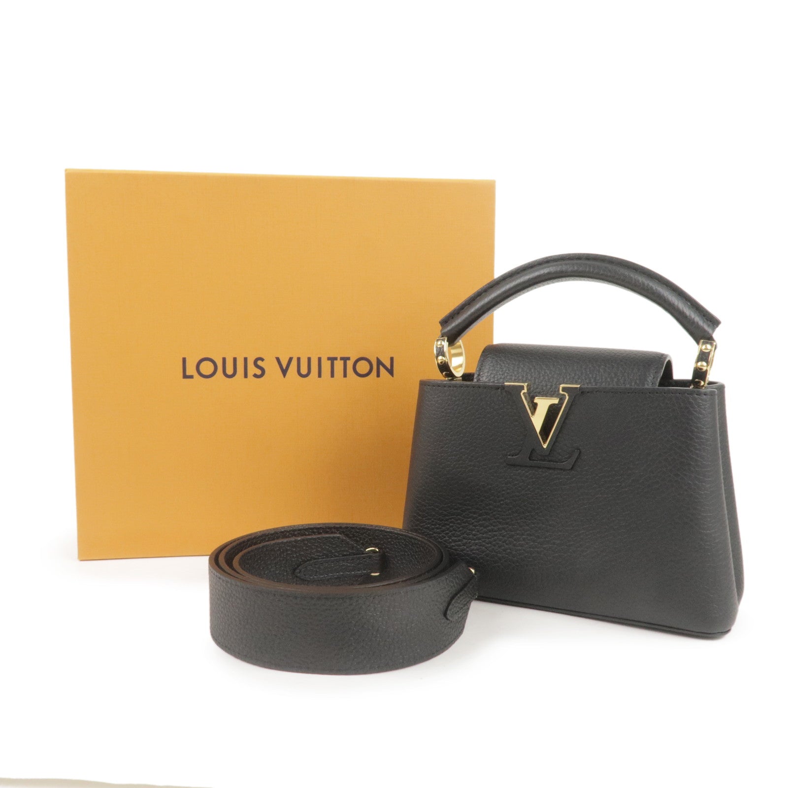 LOUIS VUITTON Capucines MINI Hand Shoulder Bag Leather Black