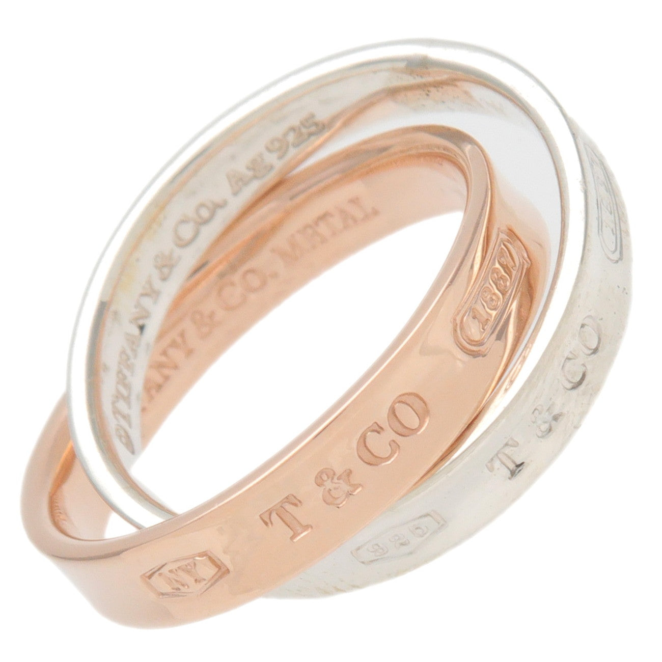 Tiffany&Co.-1837-Interlocking-Ring-SV925-Bronze-US4-EU47-HK8.5