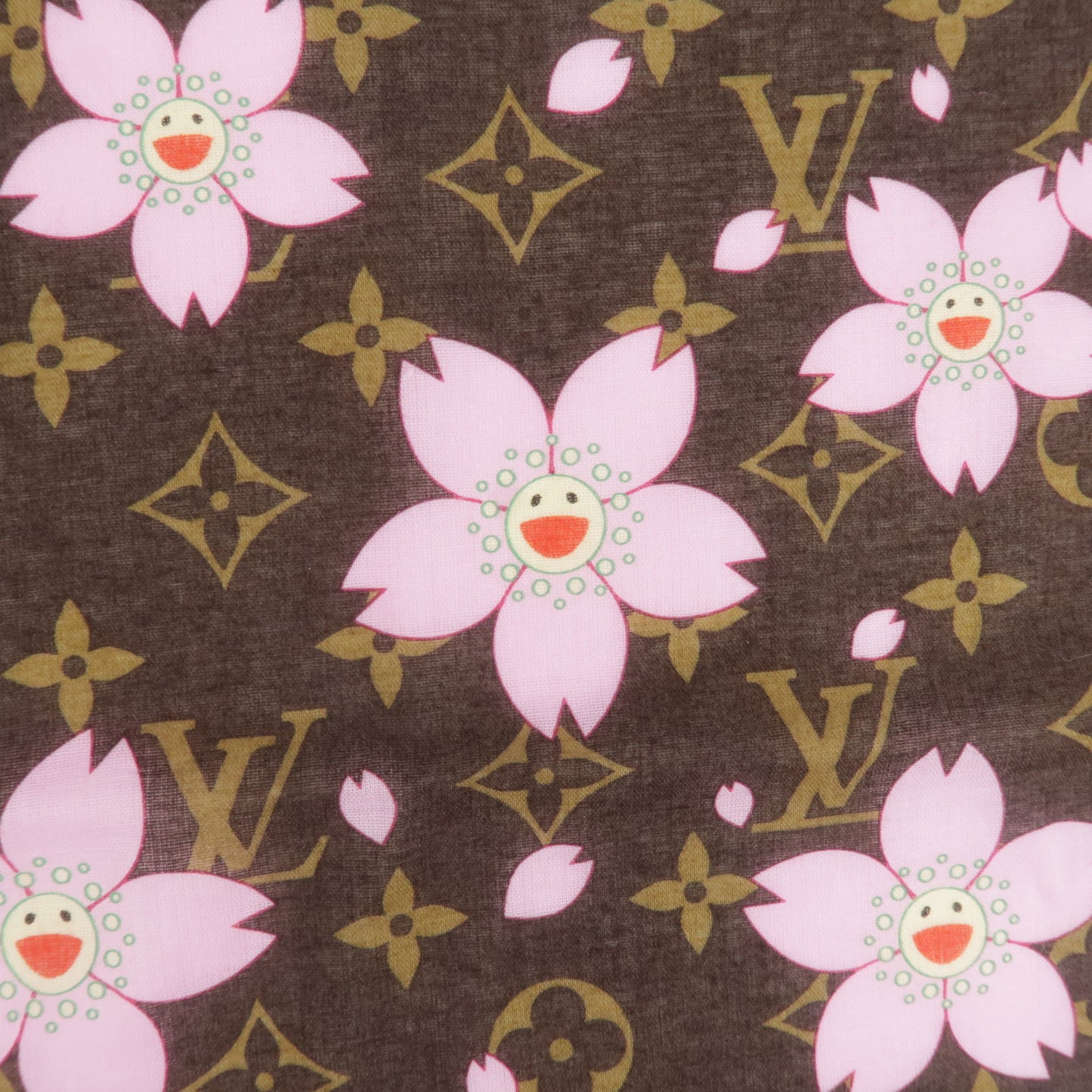 Auth LOUIS VUITTON Monogram Cherry Blossom Scarf Handkerchief cotton M71920  LV