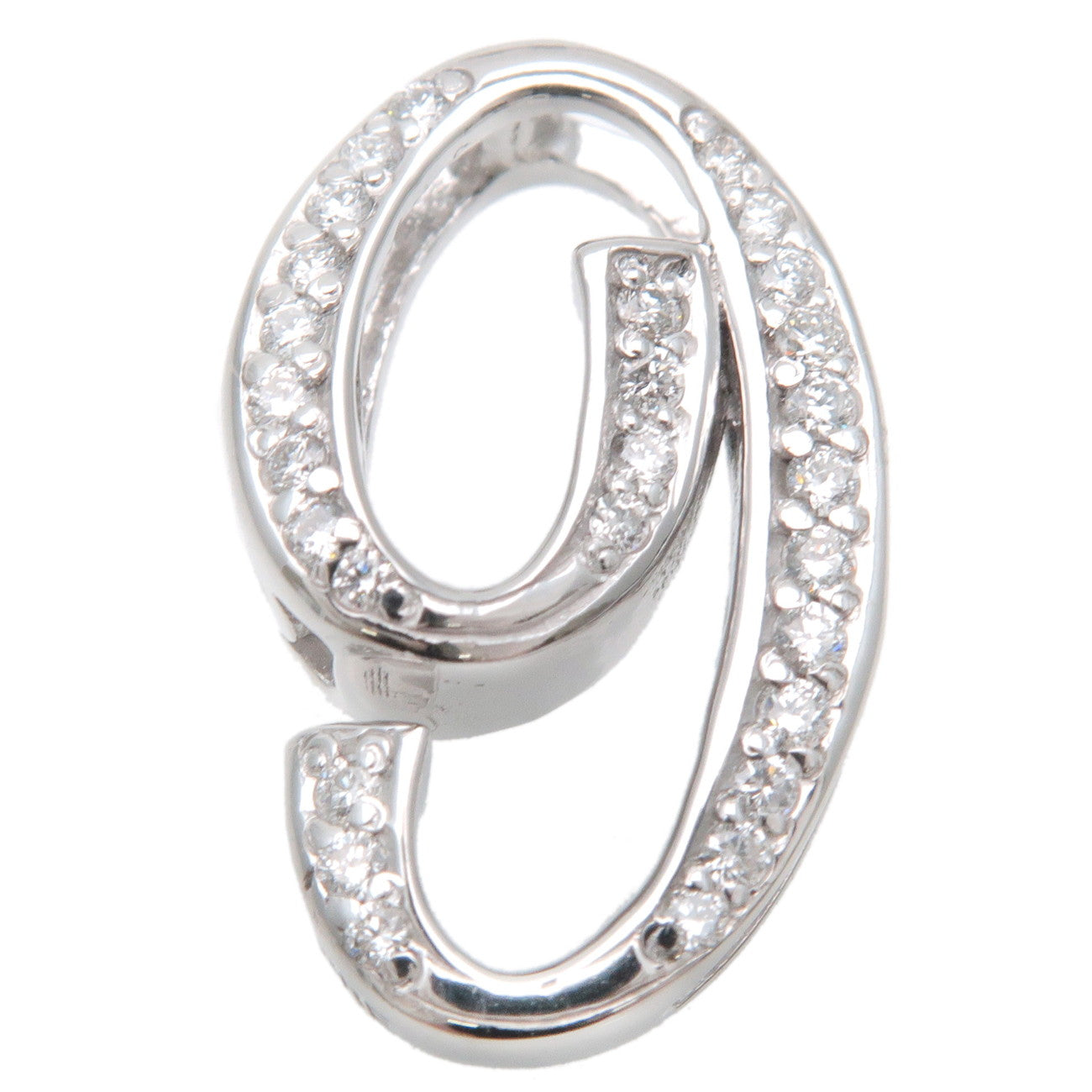 NOMBRE-Number-9-Diamond-0.18ct-Small-Pendant-Top-K18-White-Gold