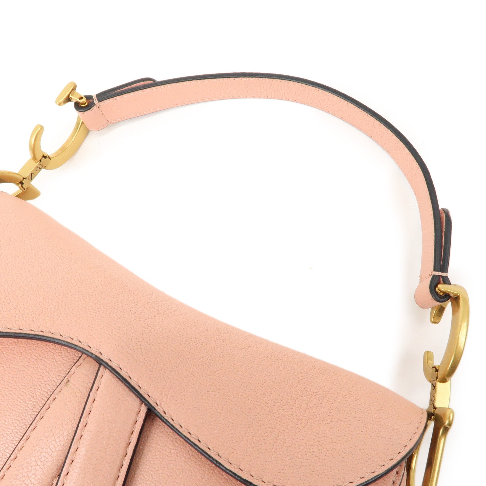 Christian Dior Saddle Bag Leather Mini Shoulder Bag Pink