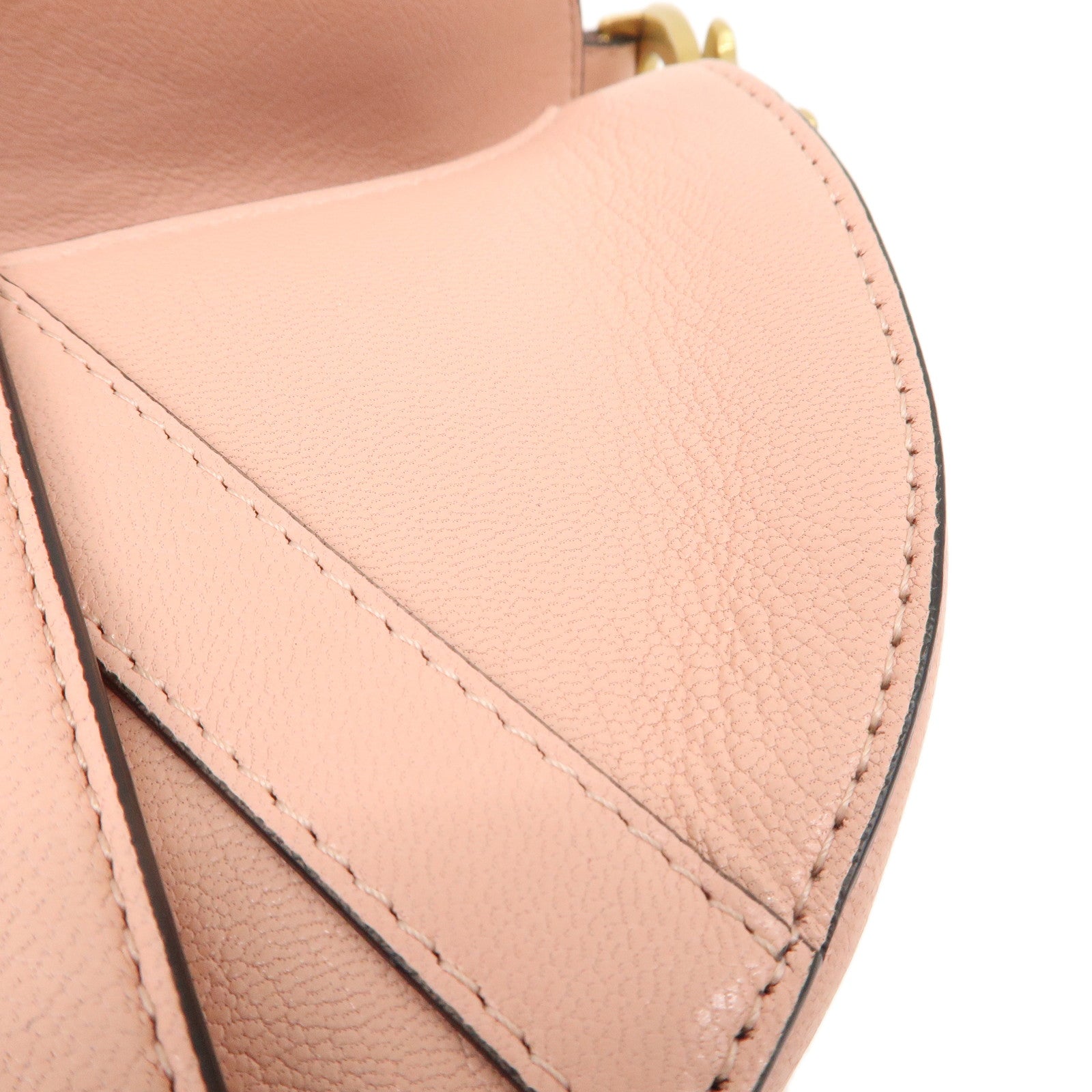 Christian Dior Saddle Bag Leather Mini Shoulder Bag Pink