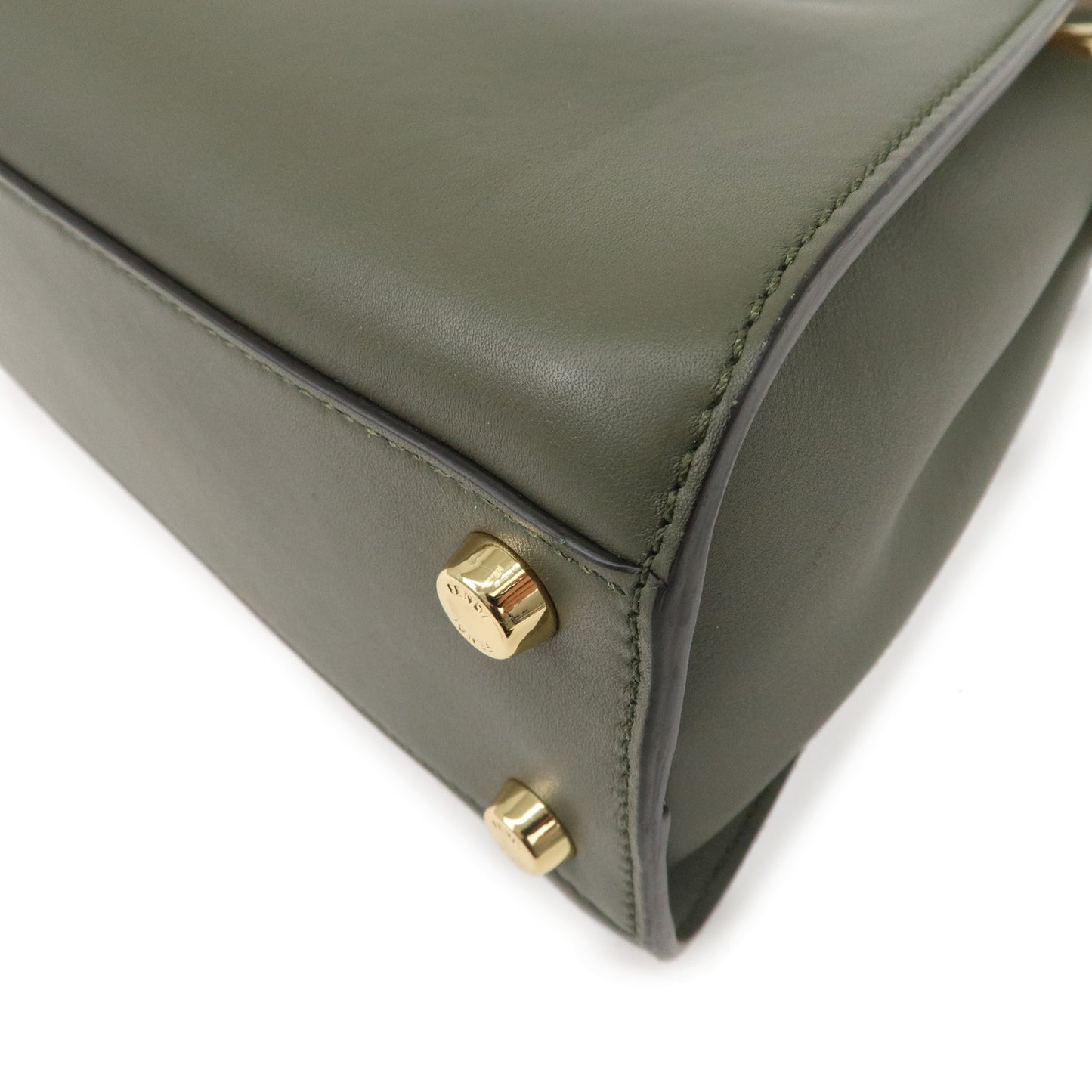 Auth FENDI Peekaboo Iconic Essentially Leather 2Way Bag Khaki 8BN302 Used F/S