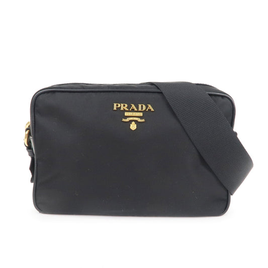 PRADA-Logo-Nylon-Leather-Shoulder-Bag-NERO-Black-Gold-1BH089