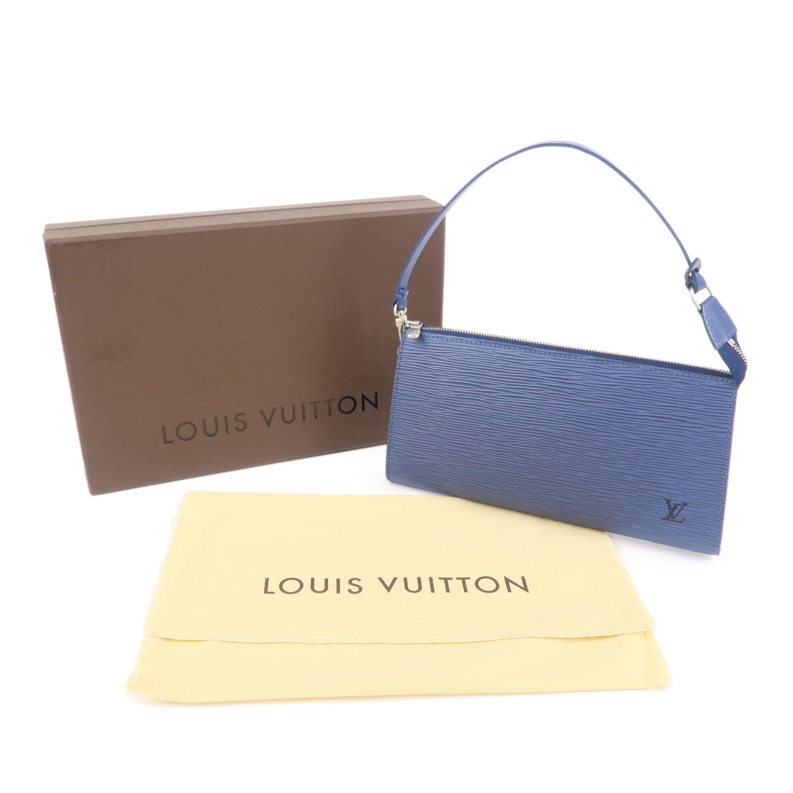 Auth-Louis-Vuitton-Epi-Pochette-Accessoires-Hand-Bag-Myrtille