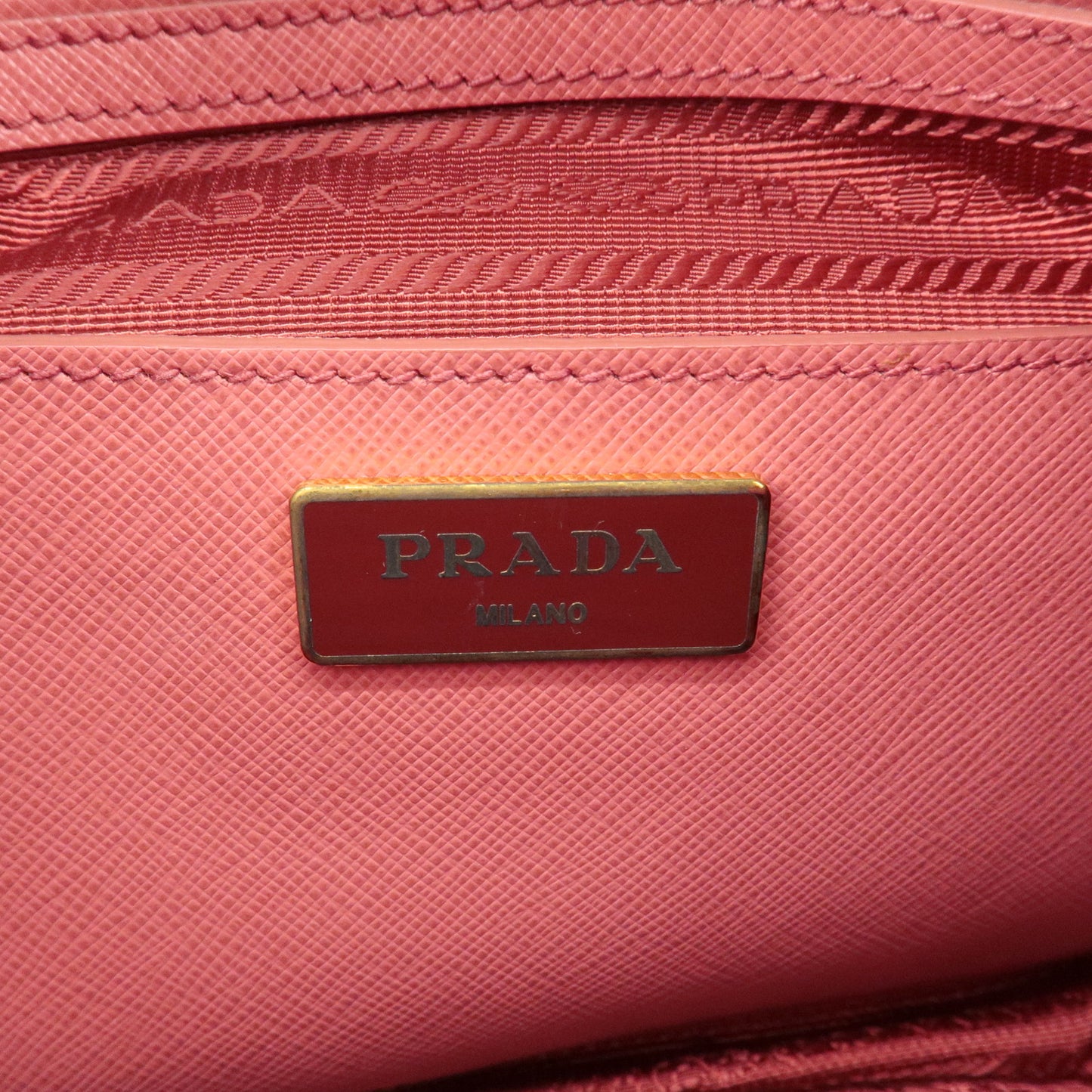 PRADA Logo Saffiano Lux Leather 2Way Bag Hand Bag Pink BL0837