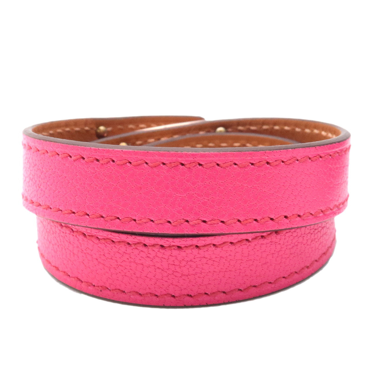 HERMES Kelly Bracelet Double Tour Leather Bracelet T2 Pink