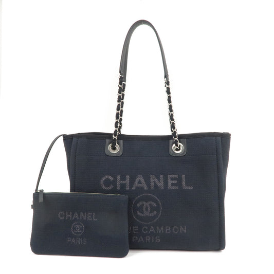 CHANEL-Deauville-Canvas-Leather-Chain-Tote-Bag-Black-A67001
