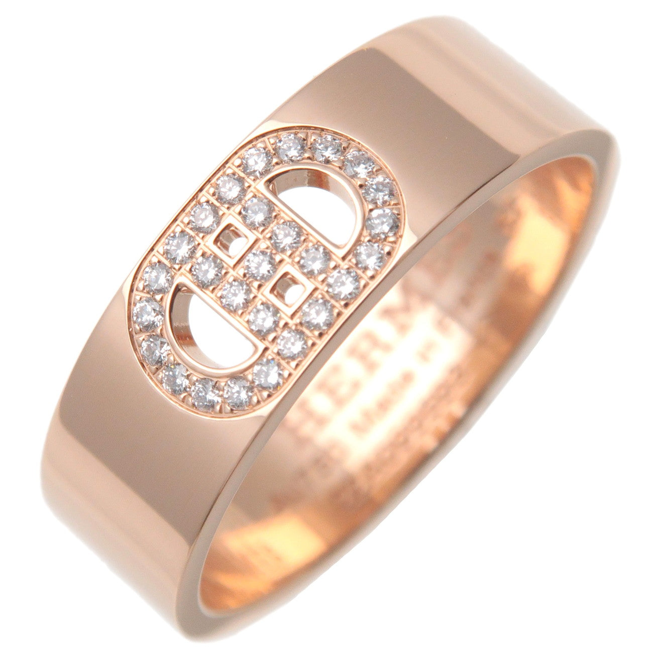 Hermes-H-Dunkle-Diamond-Ring-PM-K18PG-Rose-Gold-#52-US6-6.5