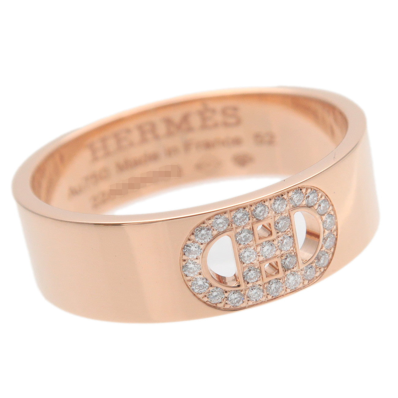 Hermes H Dunkle Diamond Ring PM K18PG Rose Gold #52 US6-6.5