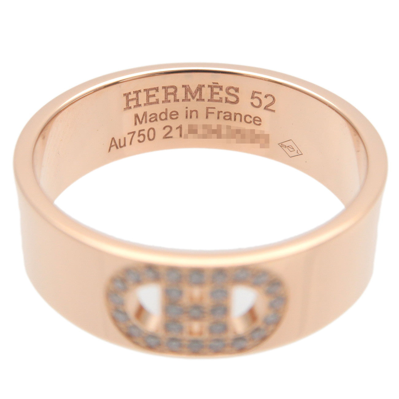 Hermes H Dunkle Diamond Ring PM K18PG Rose Gold #52 US6-6.5