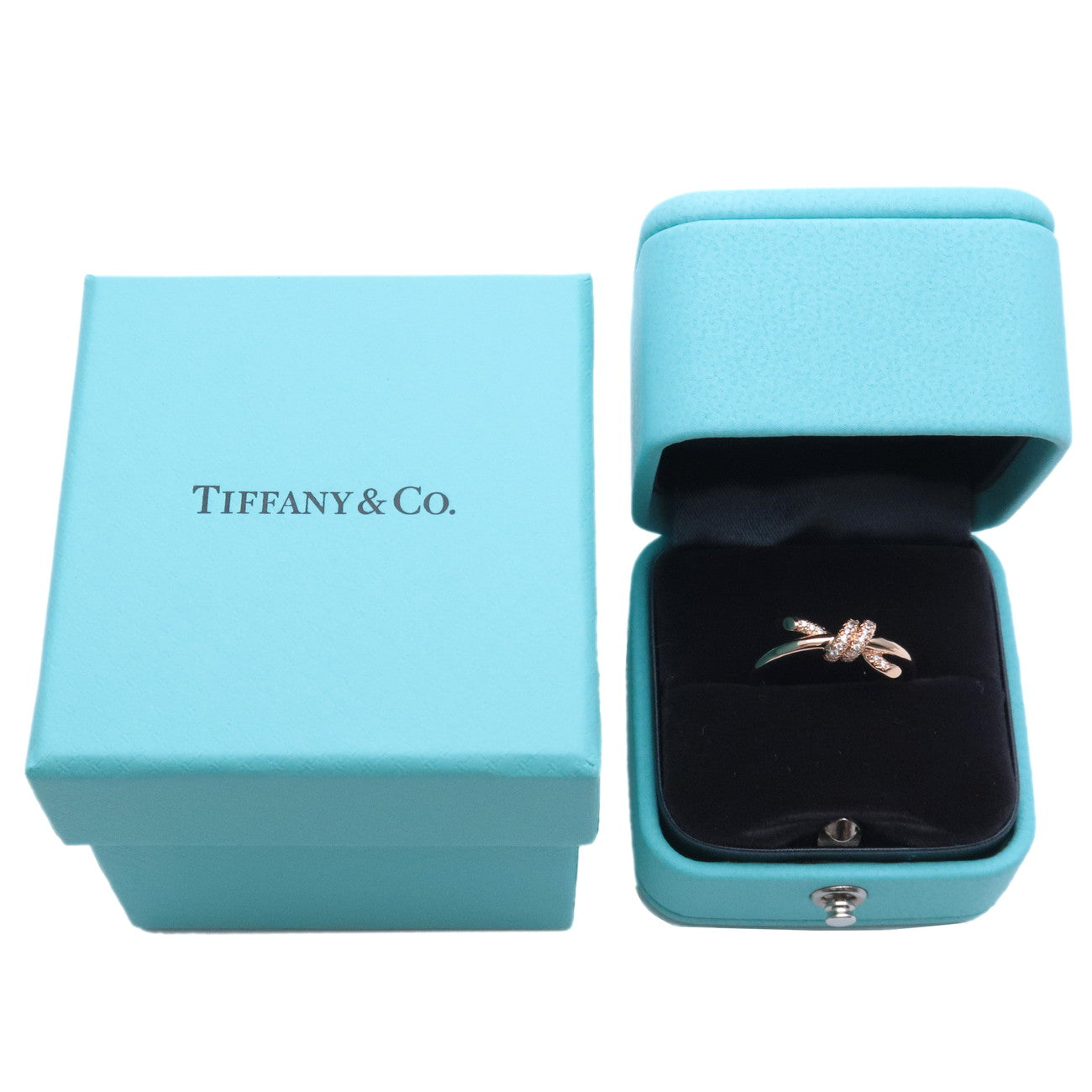 Tiffany&Co. Knot Diamond Ring K18 750PG Rose Gold EU48.5 US4.5-5.0