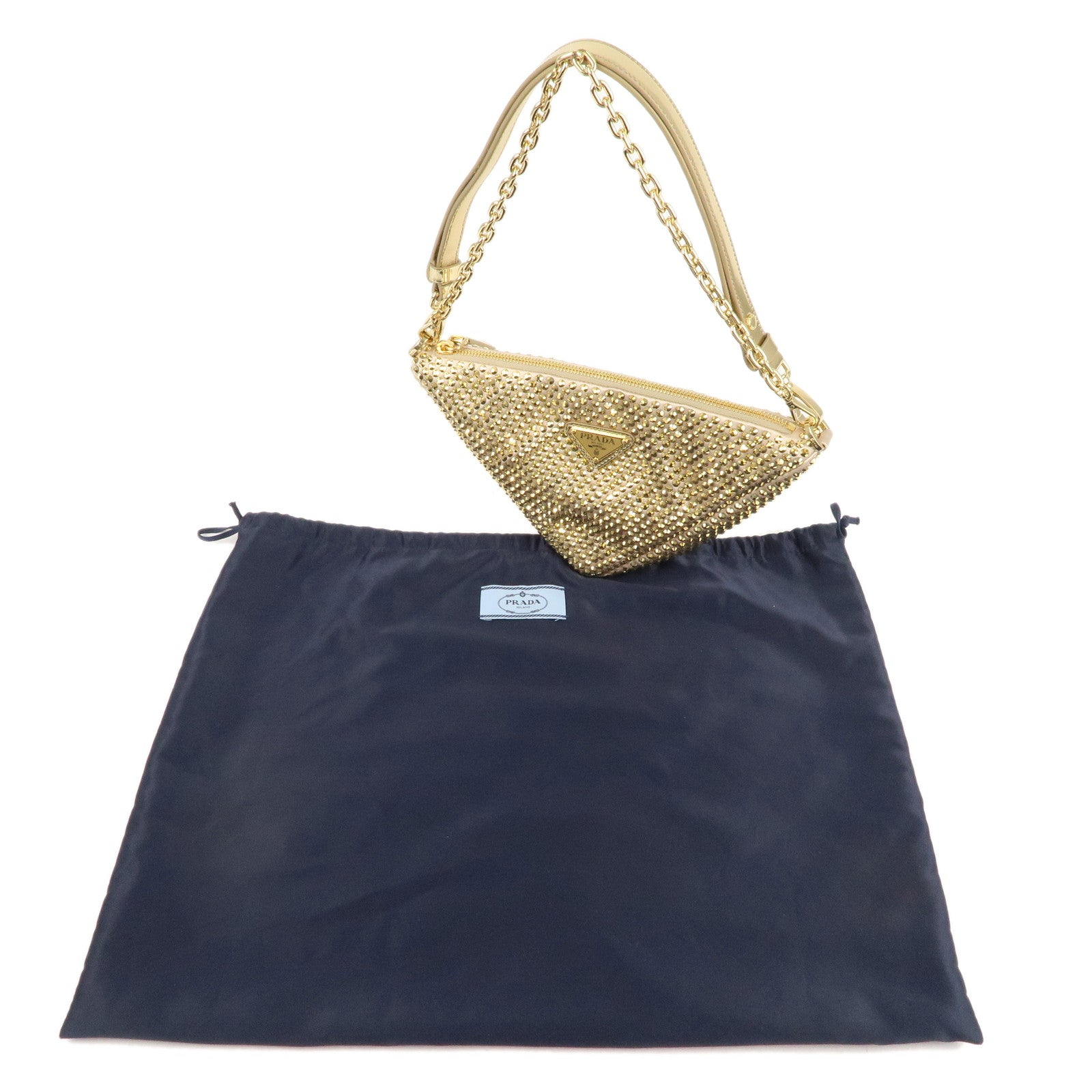 Prada Triangle Metallic Leather Shoulder Bag