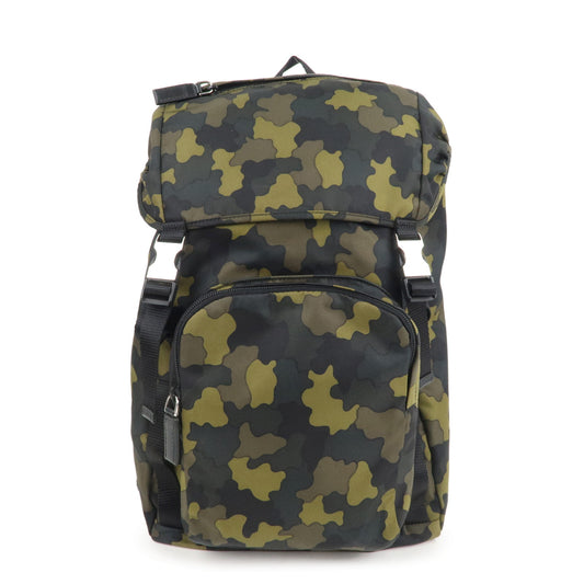 Authentic-PRADA-Logo-Nylon-Camouflage-Camo-Print-Back-Pack-V135-Used-F/S