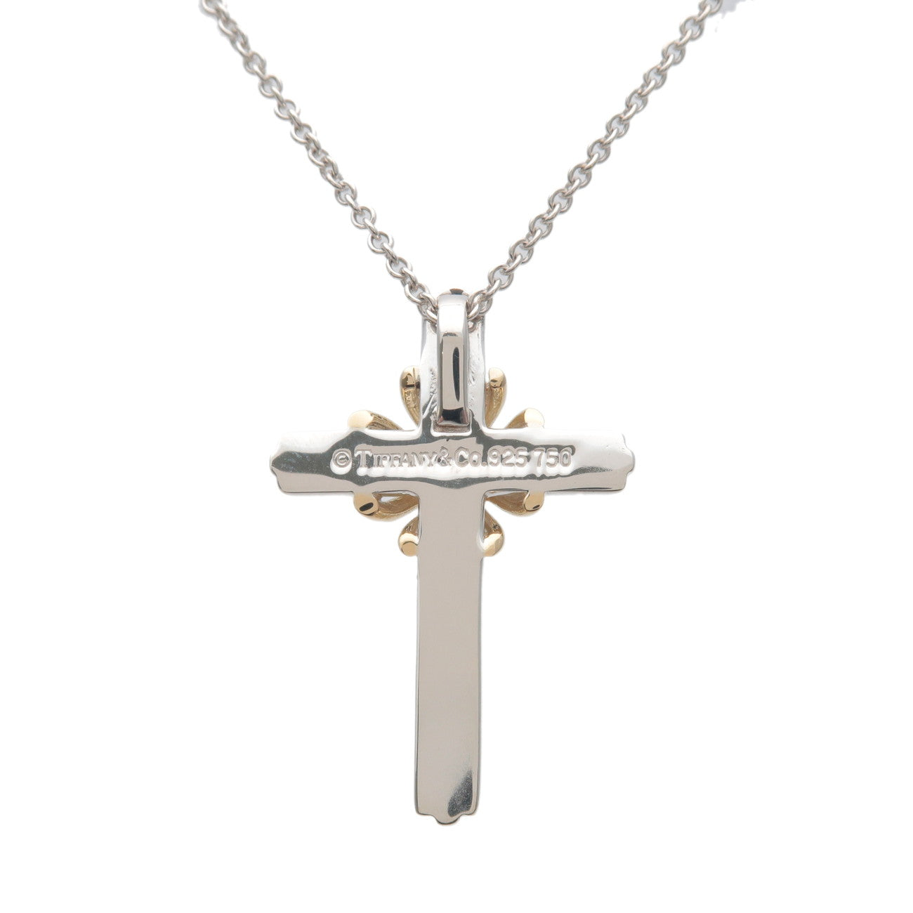 Tiffany&Co. Signature Cross Necklace K18YG 750YG SV925 Silver