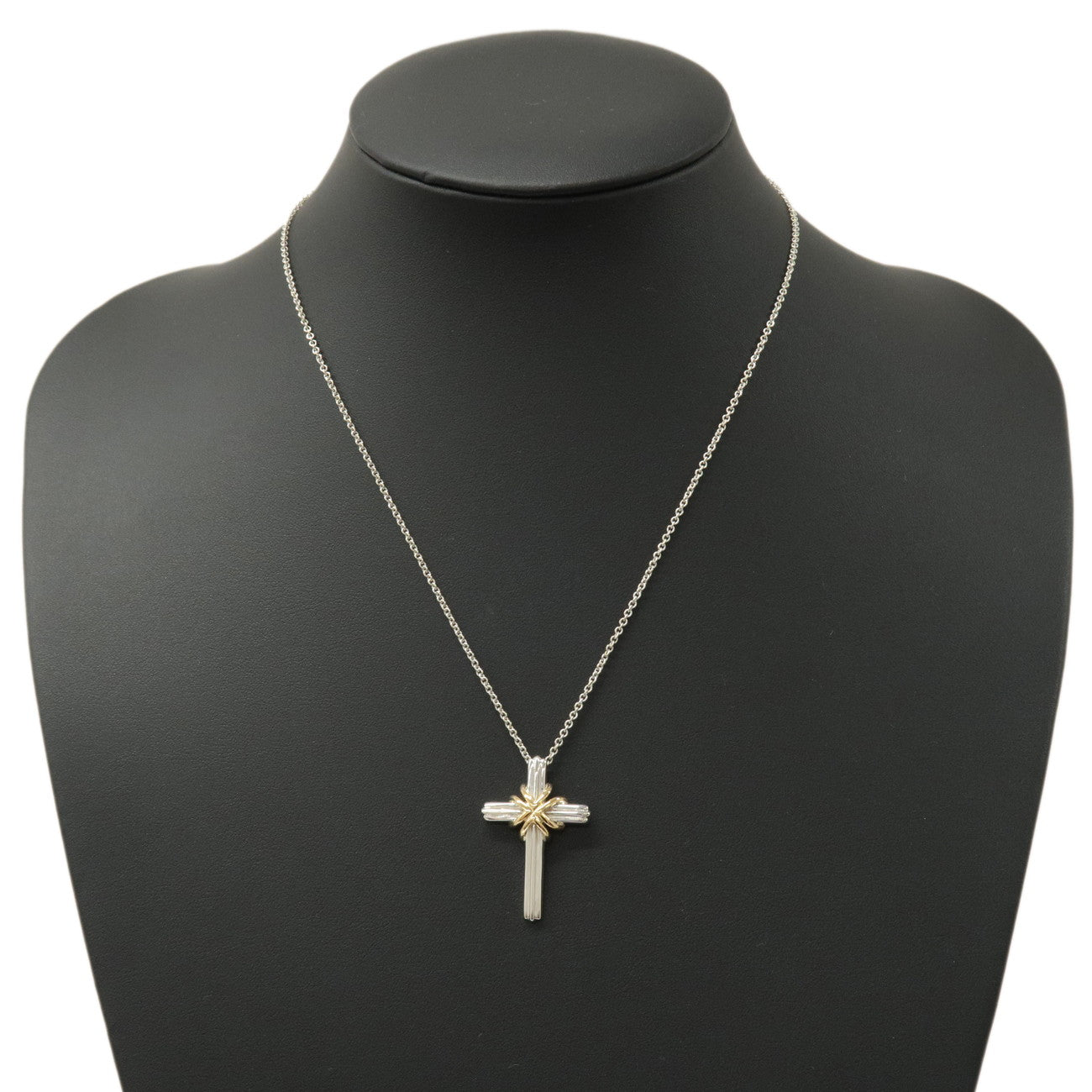 Tiffany&Co. Signature Cross Necklace K18YG 750YG SV925 Silver