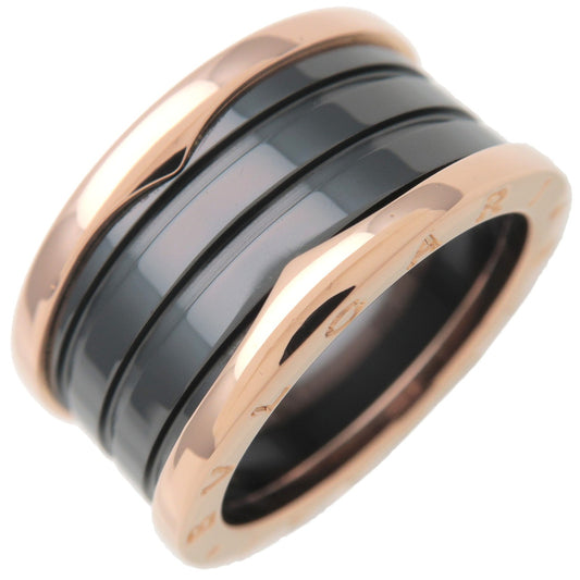 BVLGARI-B-Zero1-Ring-4-Band-K18-Rose-Gold-Black-Ceramic-#61-US9.5
