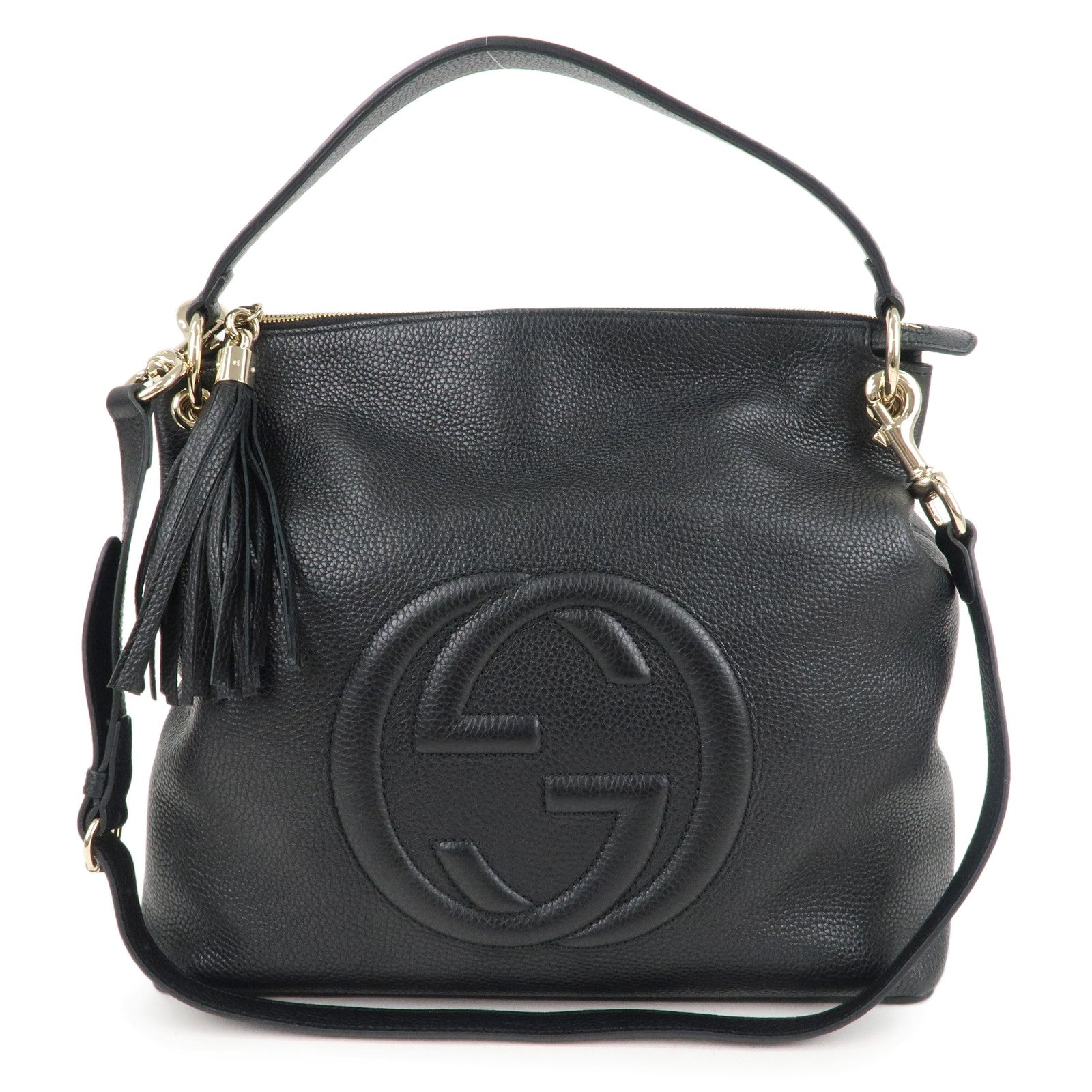 GUCCI-SOHO-Leather-2Way-Bag-Shoulder-Bag-Black-536194