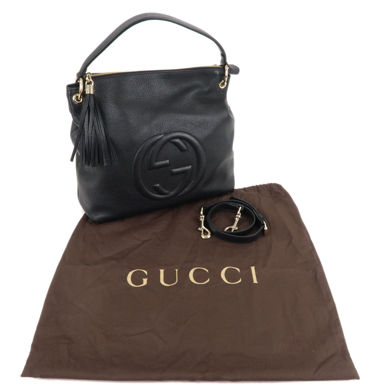 GUCCI SOHO Leather 2Way Bag Shoulder Bag Black 536194