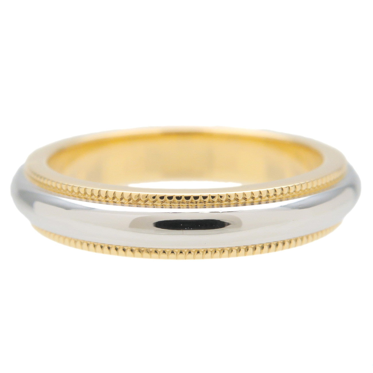 Tiffany&Co. Milgrain Band Ring K18 Yellow Gold Platinum 950 US4