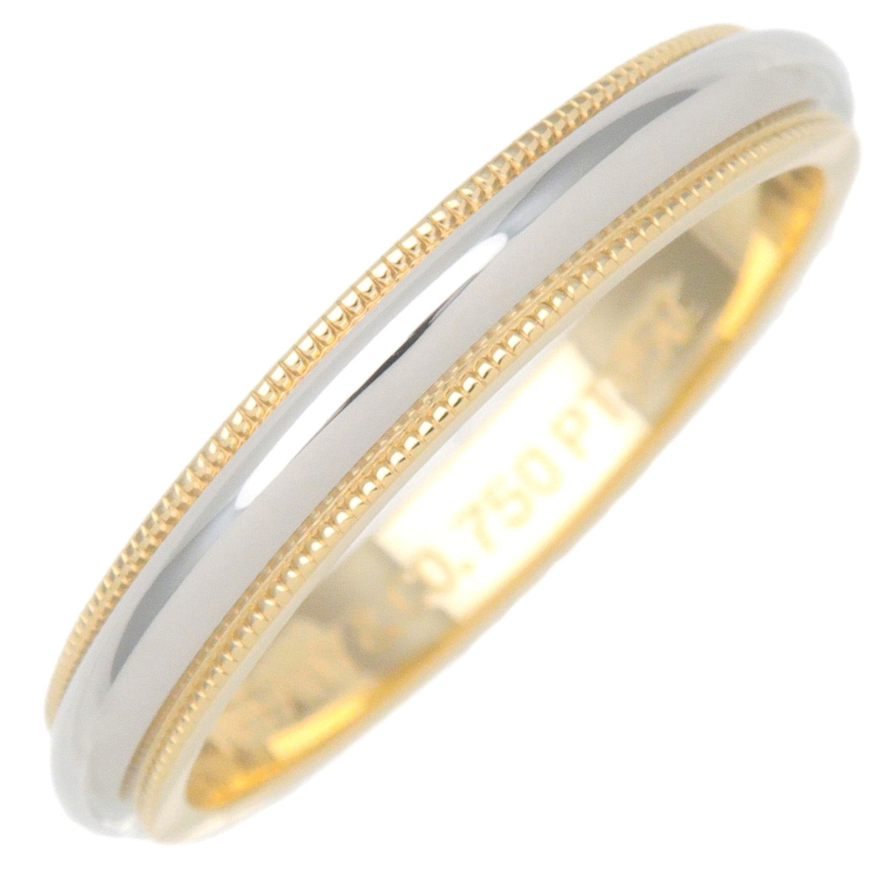 Tiffany&Co.-Milgrain-Band-Ring-K18-Yellow-Gold-PT950-US9-9.5