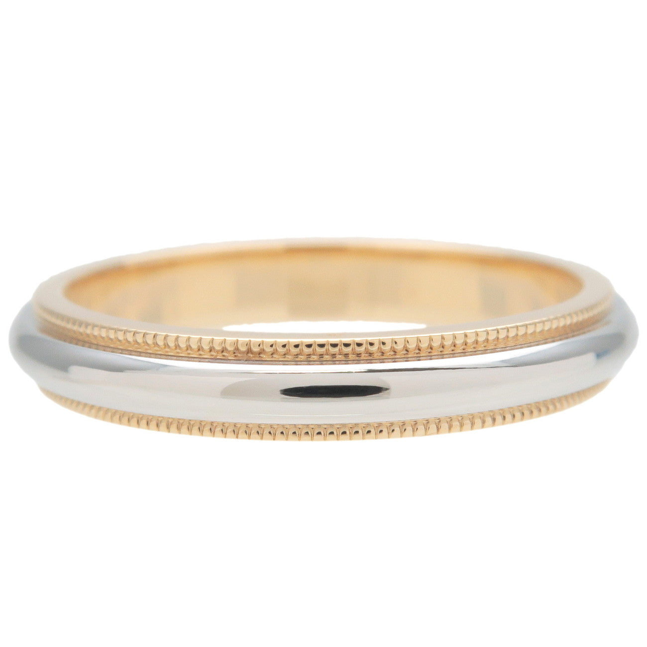 Tiffany&Co. Milgrain Band Ring K18 Yellow Gold PT950 US9-9.5